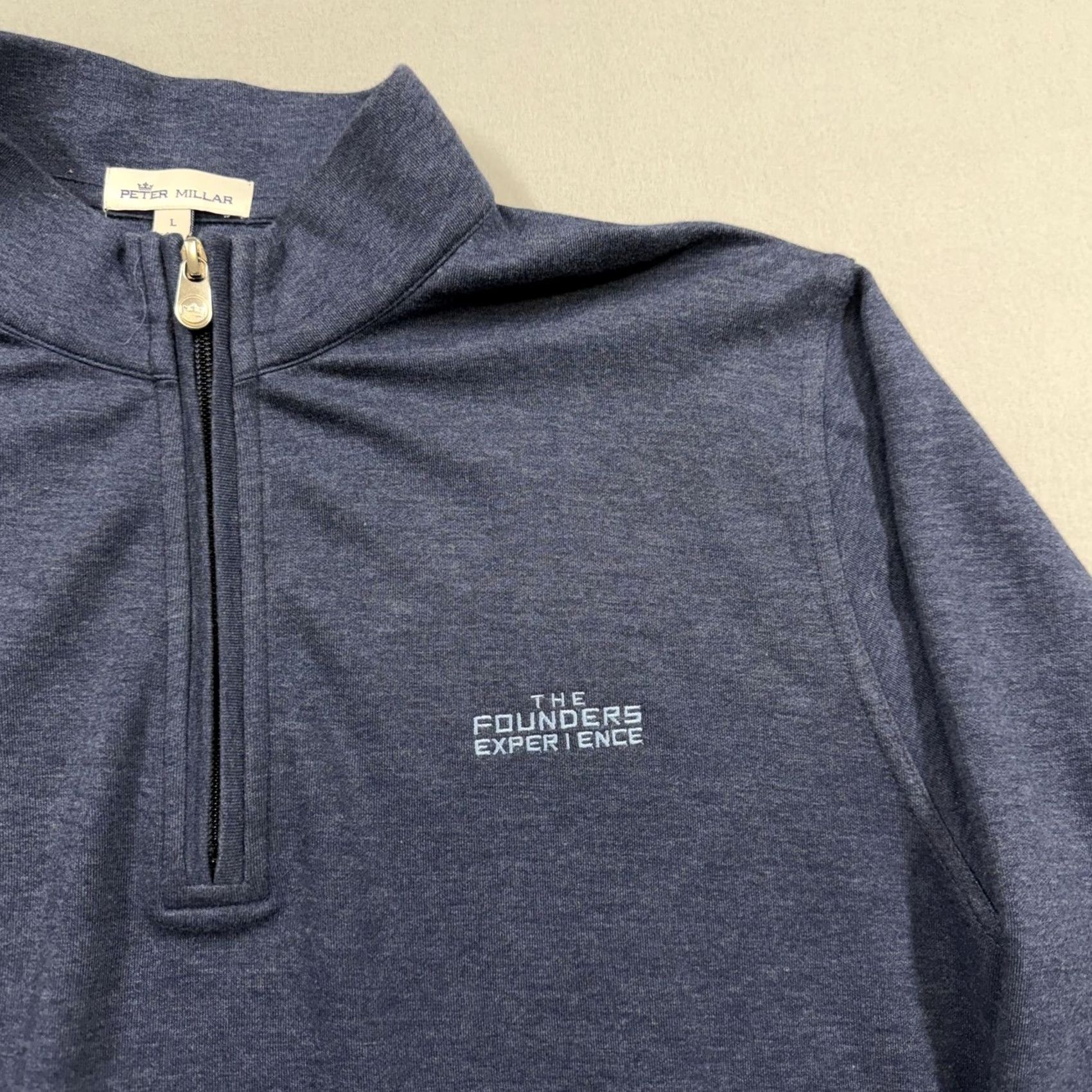 Peter Millar Peter Millar Pullover Mens L 1/4 Zip Founders Experience Golf Performance Blue Solid Mock Neck Stand-Up Logo Casual Jersey Long Sleeve 2000s Mens Size US L / EU 52-54 / 3 - 2 Thumbnail