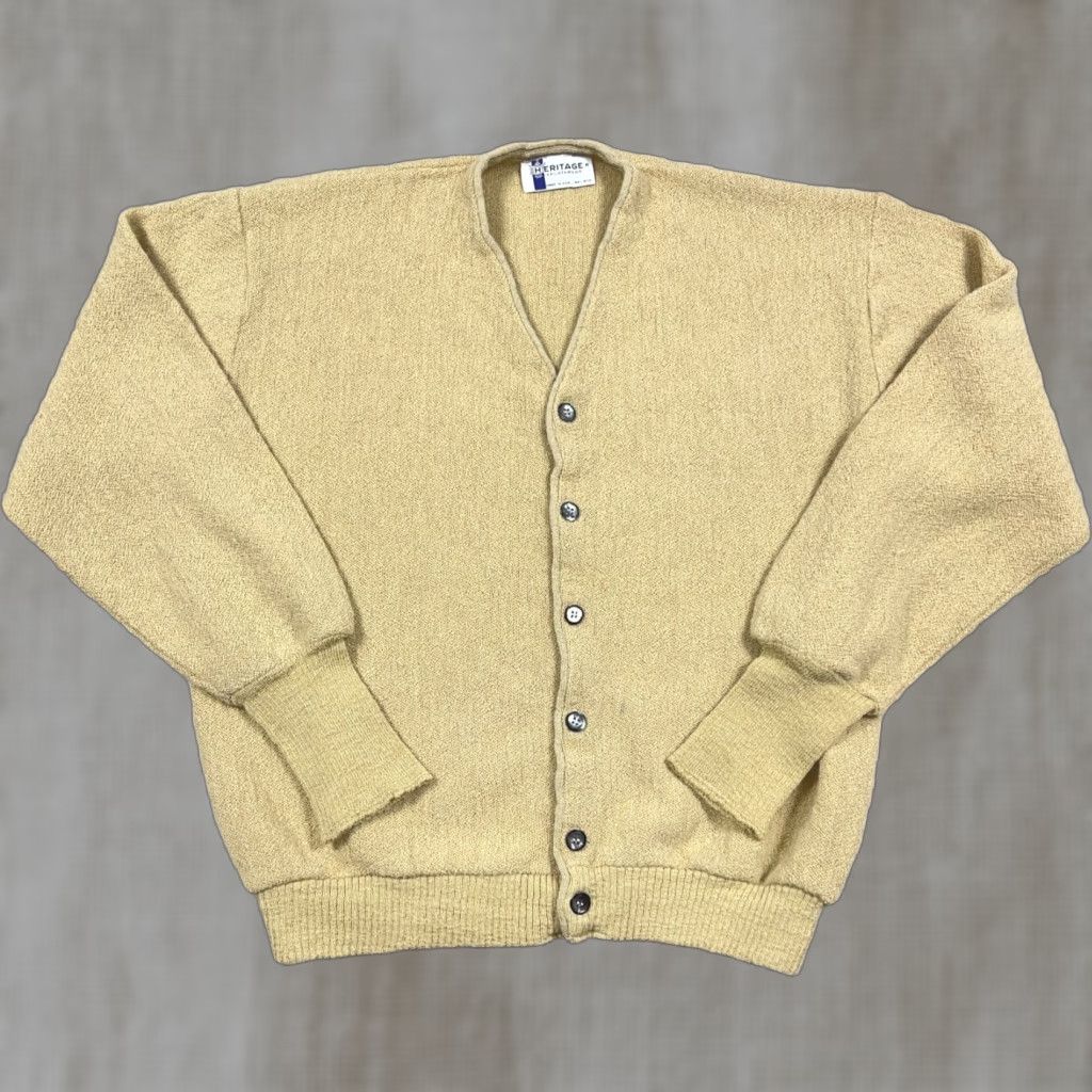 Vintage VINTAGE Heritage Cardigan Sweater Men Medium Tan Button Up 70s 80s Grandpa USA Beige Knit Style Cardigan Regular 90s 80s Theme Mens Size US M / EU 48-50 / 2 - 1 Thumbnail