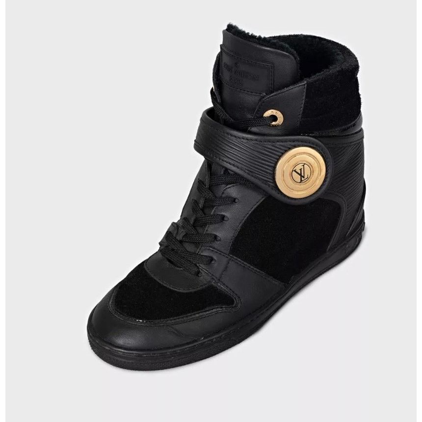Louis Vuitton Louis Vuitton Black Leather Wedge Sneakers - Size 34.5 Size US 4.5 / IT 34.5 - 3 Thumbnail