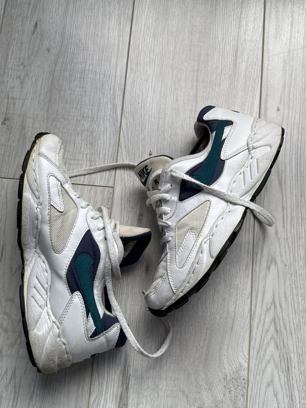 Nike × Vintage Nike Air Icarus 92 White Navy Teal Retro Running sneakers Size US 8.5 / EU 41-42 - 2 Thumbnail