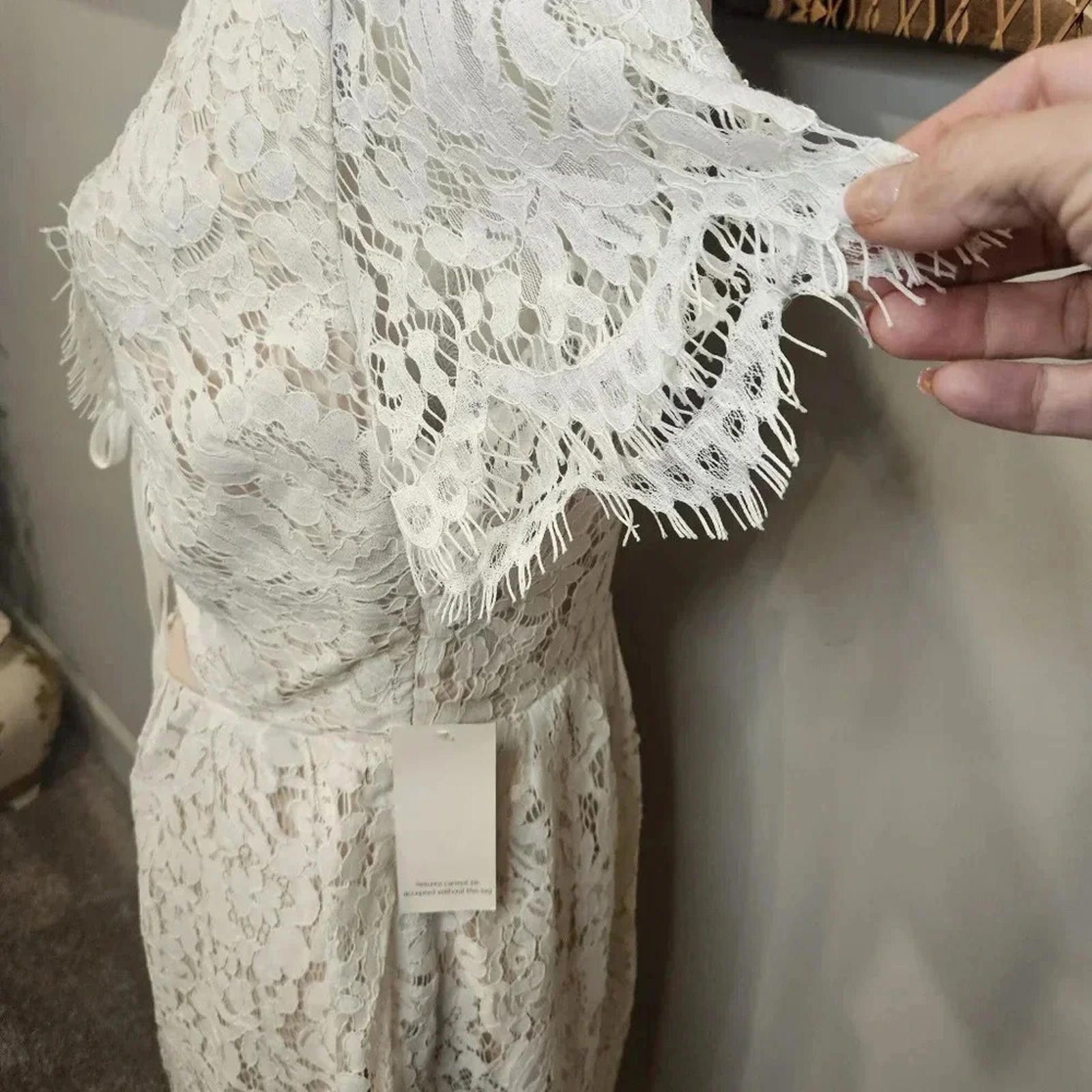 Tori Richard Nwt Tobi White Lace Dress with Tie Detail #70 Size L / US 10 / IT 46 - 6 Thumbnail