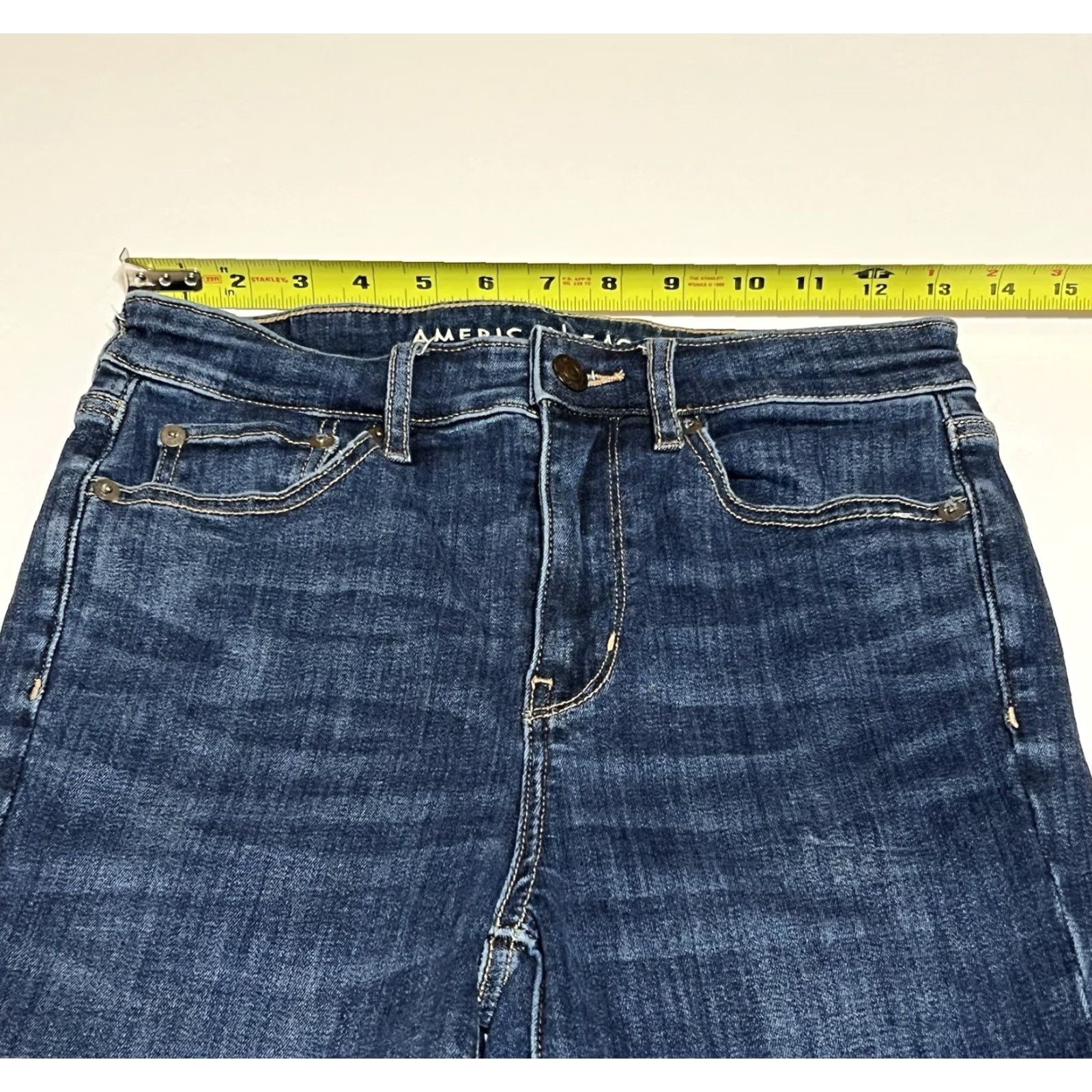 American Eagle Outfitters American Eagle Outfitters Jeans Womens 4 Short Flared Denim Stretch High Rise 27in Inseam Blue 26in Waist Slim Regular Pockets Logo Split Hem Size 27" / US 4 / IT 40 - 3 Thumbnail