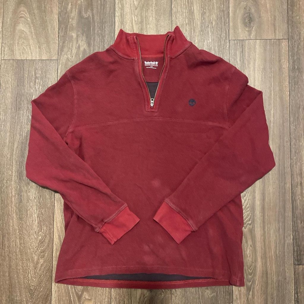 Timberland Timberland Sweater Mens Large Maroon 1/4 Zip Size L Size US L / EU 52-54 / 3 - 1 Thumbnail