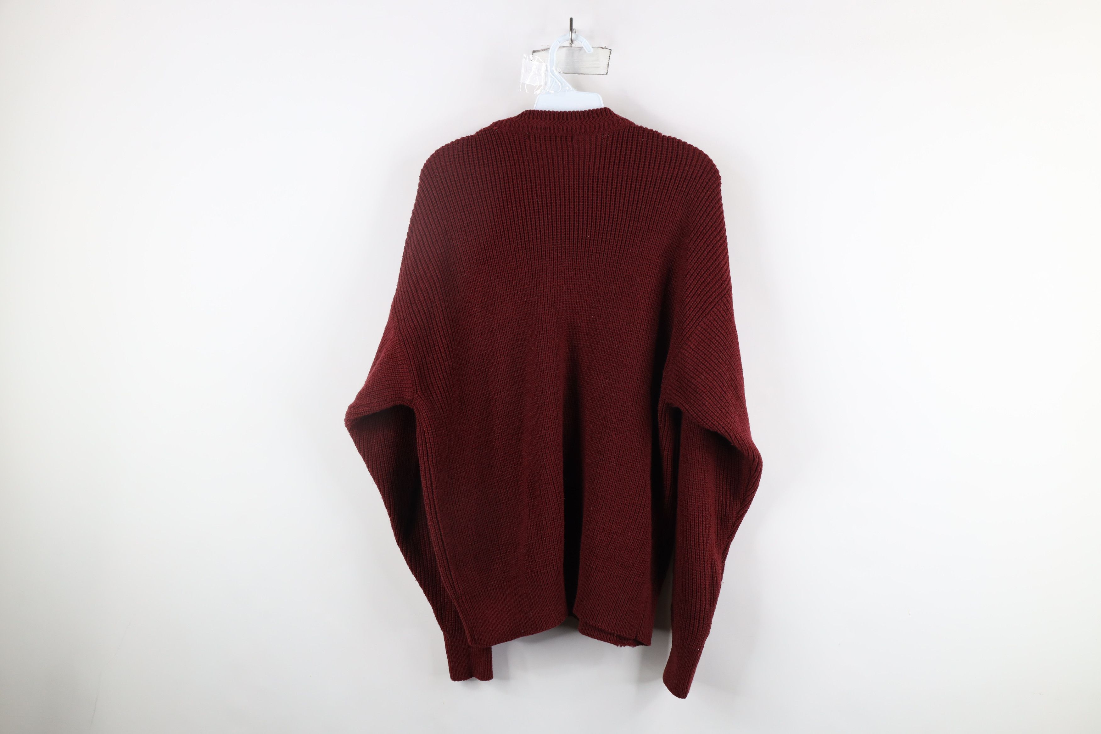 Vintage Vintage 90s Streetwear Ribbed Knit Crewneck Sweater Red Size XL / US 12-14 / IT 48-50 - 8 Thumbnail