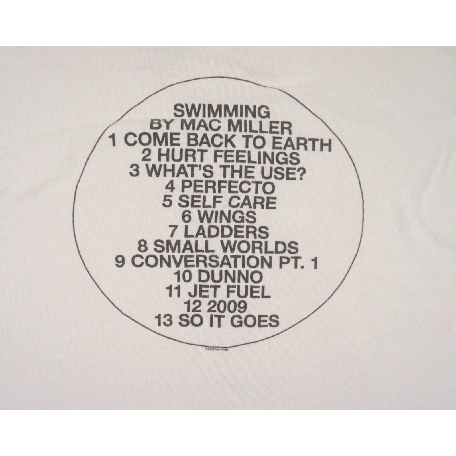 Vintage Mac Miller Swimming Album T-Shirt Men's Large Cotton White Logo Short Sleeve Hip Hop Music Size US L / EU 52-54 / 3 - 6 Thumbnail