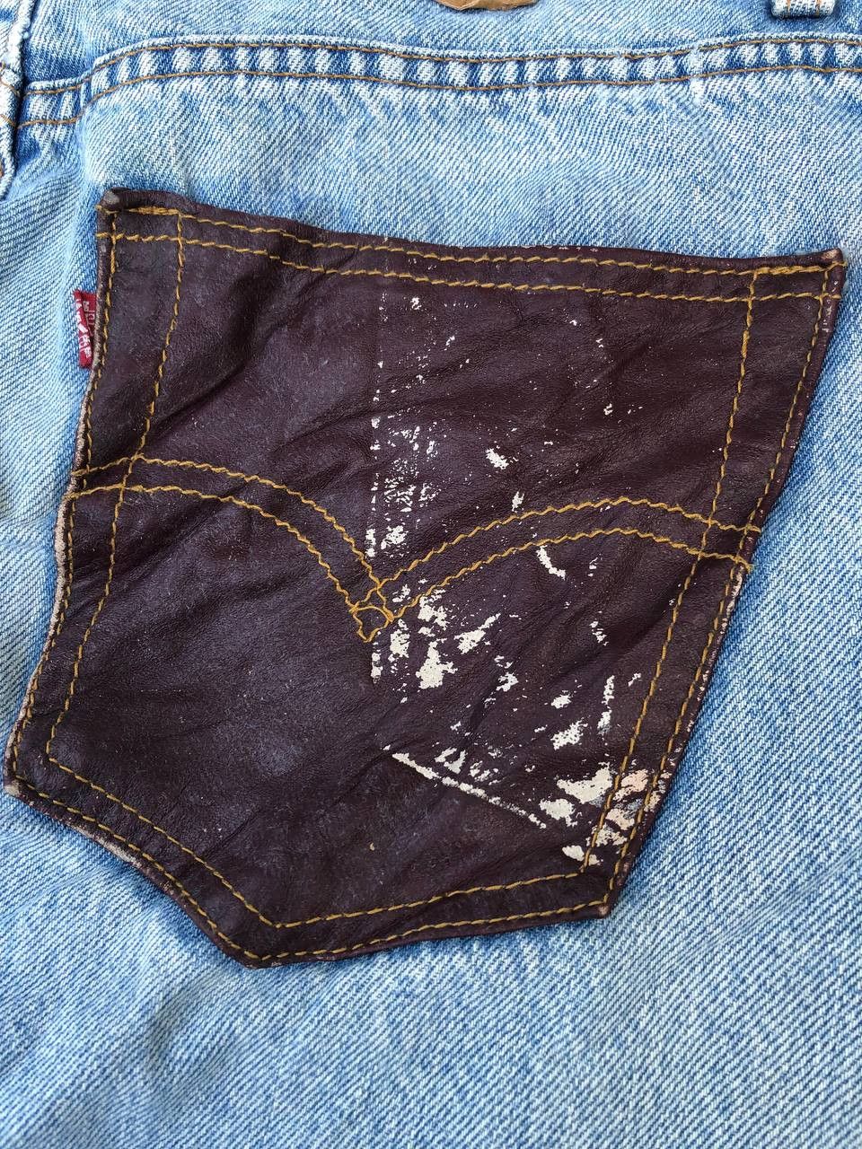 Levi's Vintage Thrashed Levi's Leather Pocket Ripped Jeans Size US 33 - 13 Thumbnail