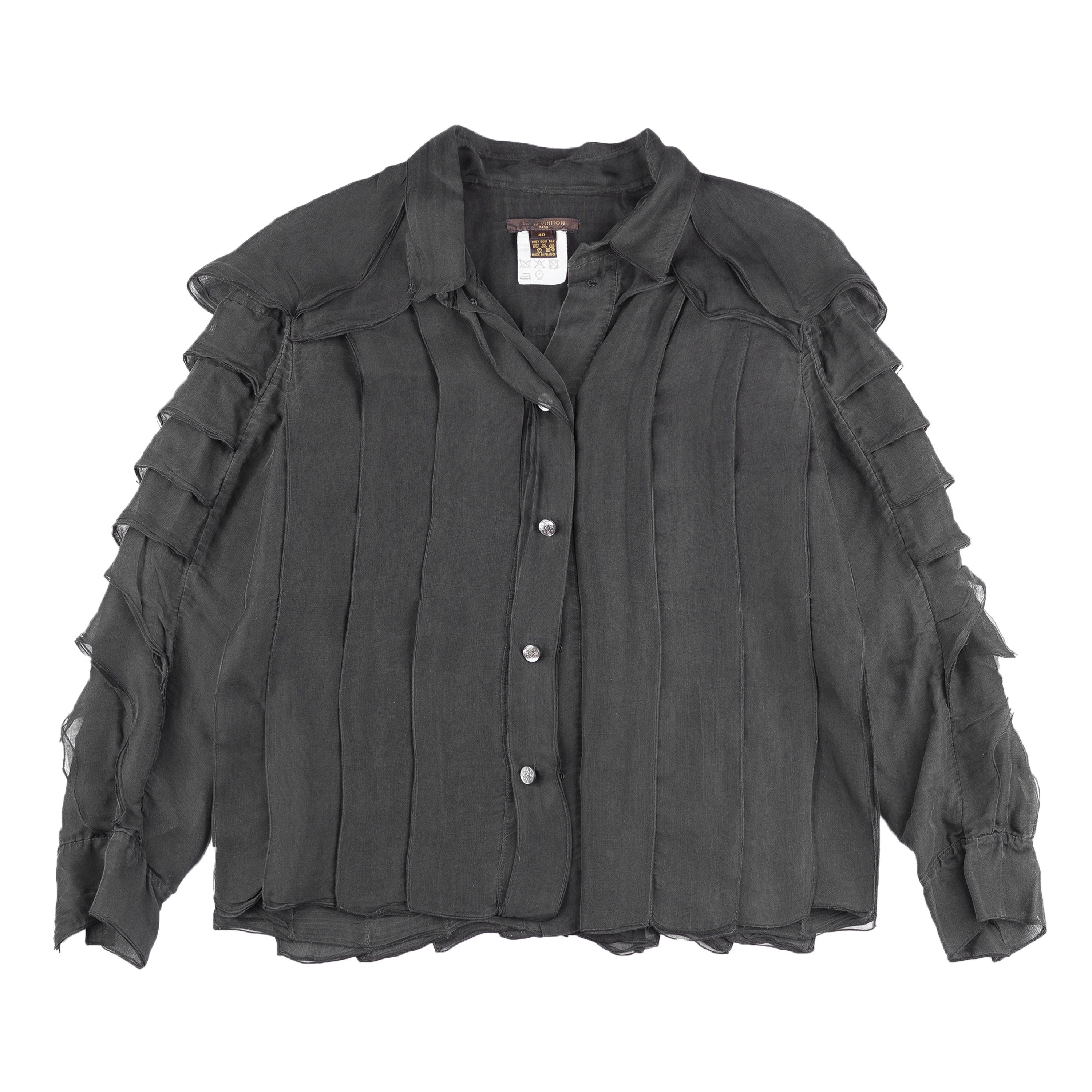 Louis Vuitton Louis Vuitton LV Vintage Black Pleats Silk Shirt (M) Size M / US 6-8 / IT 42-44 - 1 Thumbnail