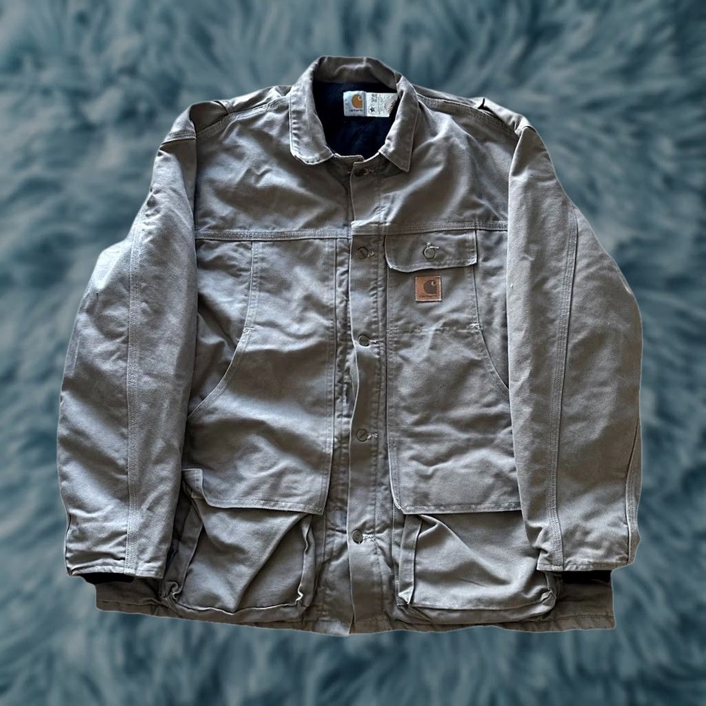 Carhartt VINTAGE Carhartt Union Made Coat CQ5521 Chore Wool Lined USA Men's XXL Beige Long Jacket Button Zip Pockets 90s Outdoor Workwear Size US XXL / EU 58 / 5 - 1 Thumbnail