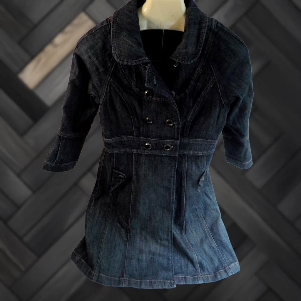 Guess GUESS Jeans Double Breasted 3/4 Sleeves Jean Denim Jacket Women Small Blue Denim Jacket Size 28" / US 6 / IT 42 - 1 Thumbnail