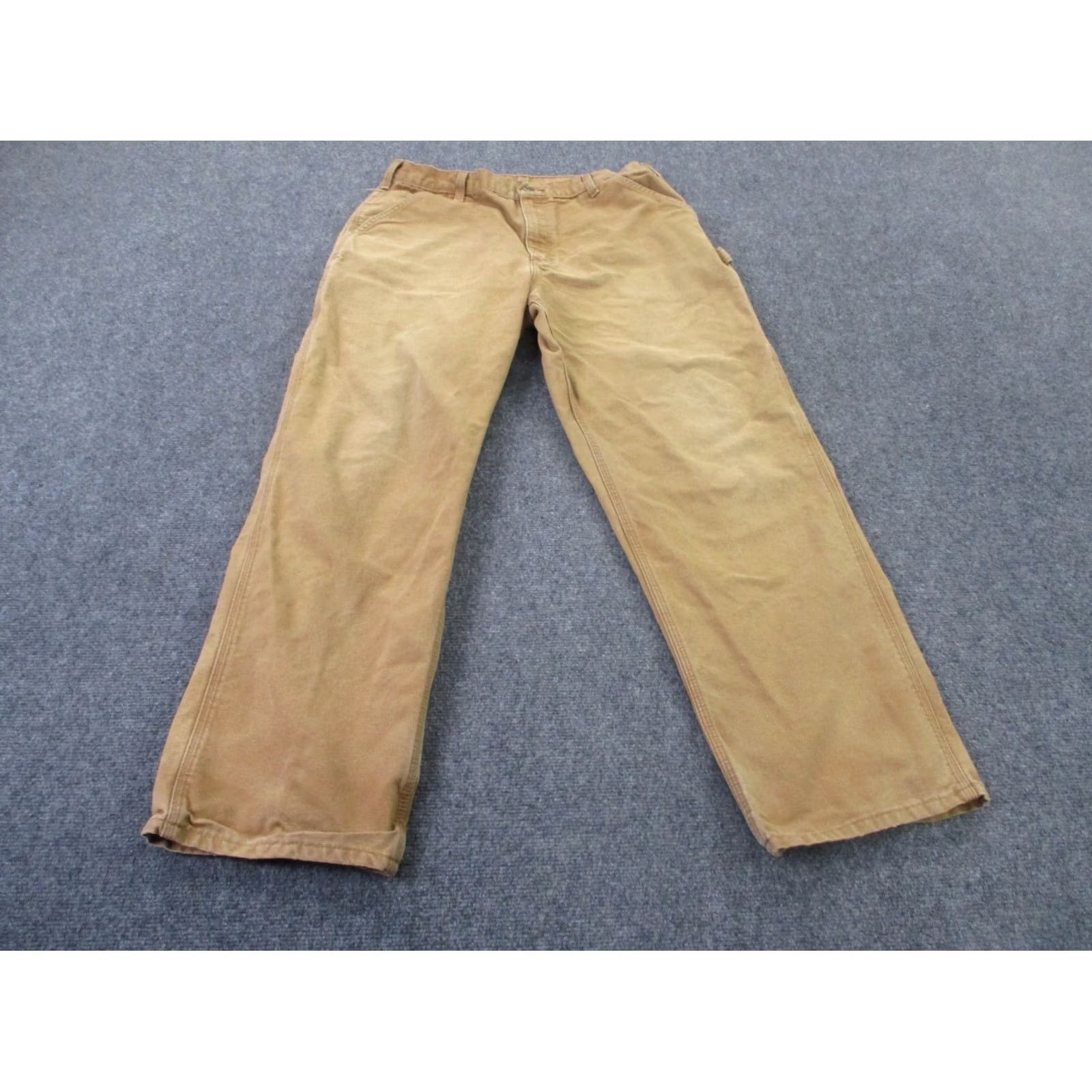 Carhartt Carhartt Pants Men 36 X 32 Beige Canvas Dungaree Workwear Outdoor Heavy Carpenter Pants Mens Beige Canvas Carhartt Pants Size US 34 / EU 50 - 2 Thumbnail