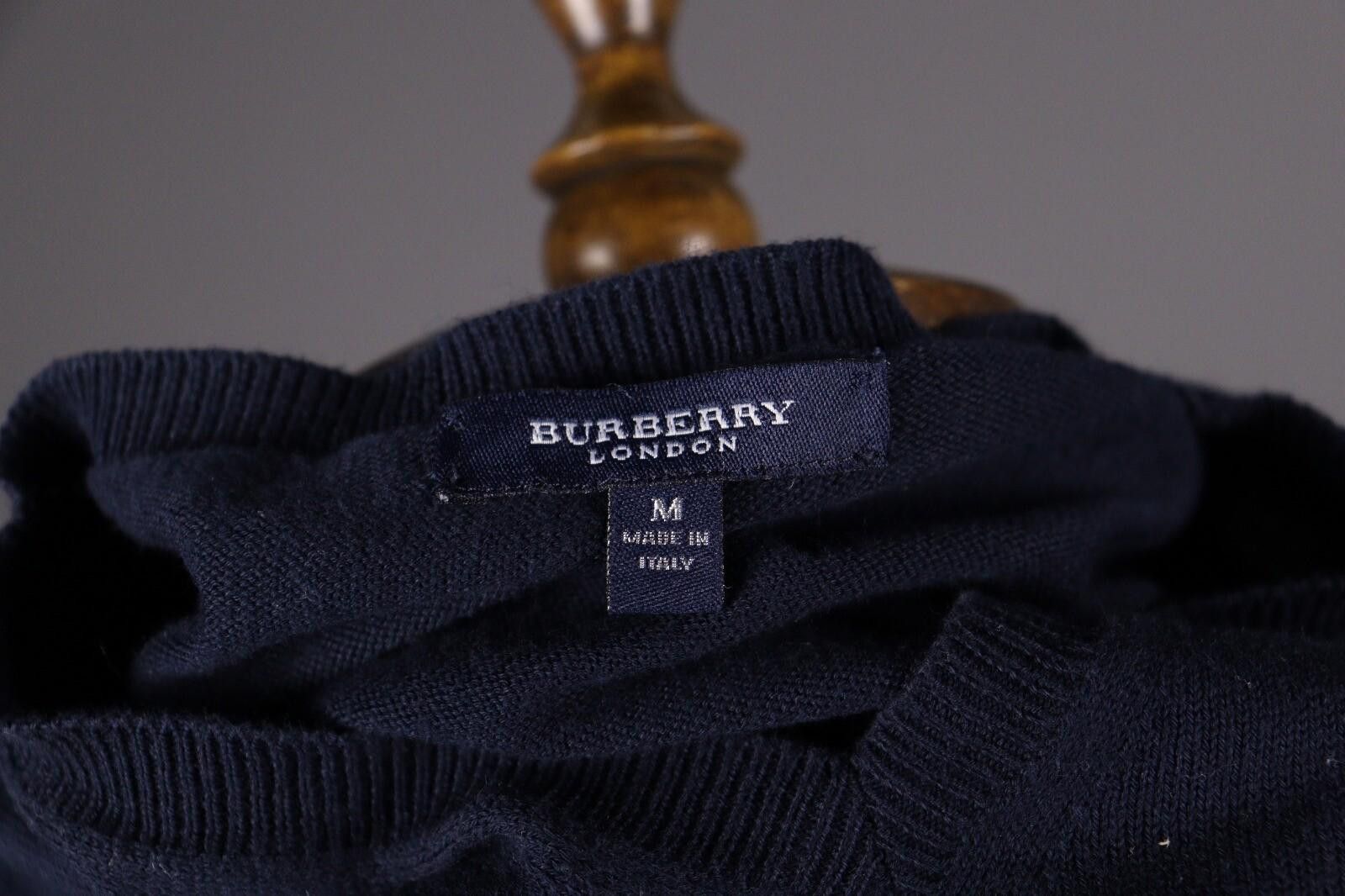 Designer Burberry London Blue Cotton Knit Short Sleeve Sweater Size M Size M / US 6-8 / IT 42-44 - 9 Thumbnail
