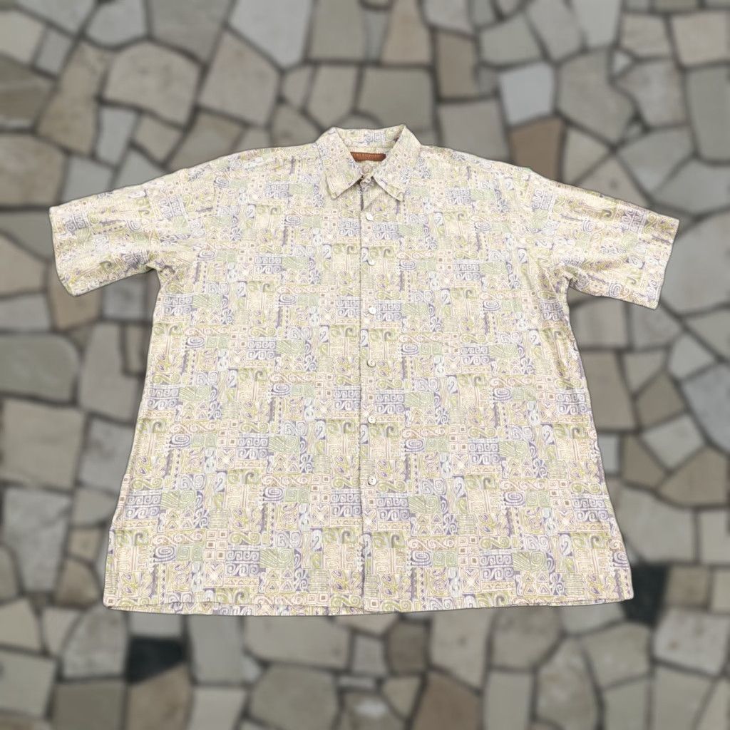 Tori Richard Tori Richard Men's Shirt Large Cotton Button-Up Hawaiian Aloha Tribal Geometric Short Sleeve Casual Size US L / EU 52-54 / 3 - 1 Thumbnail