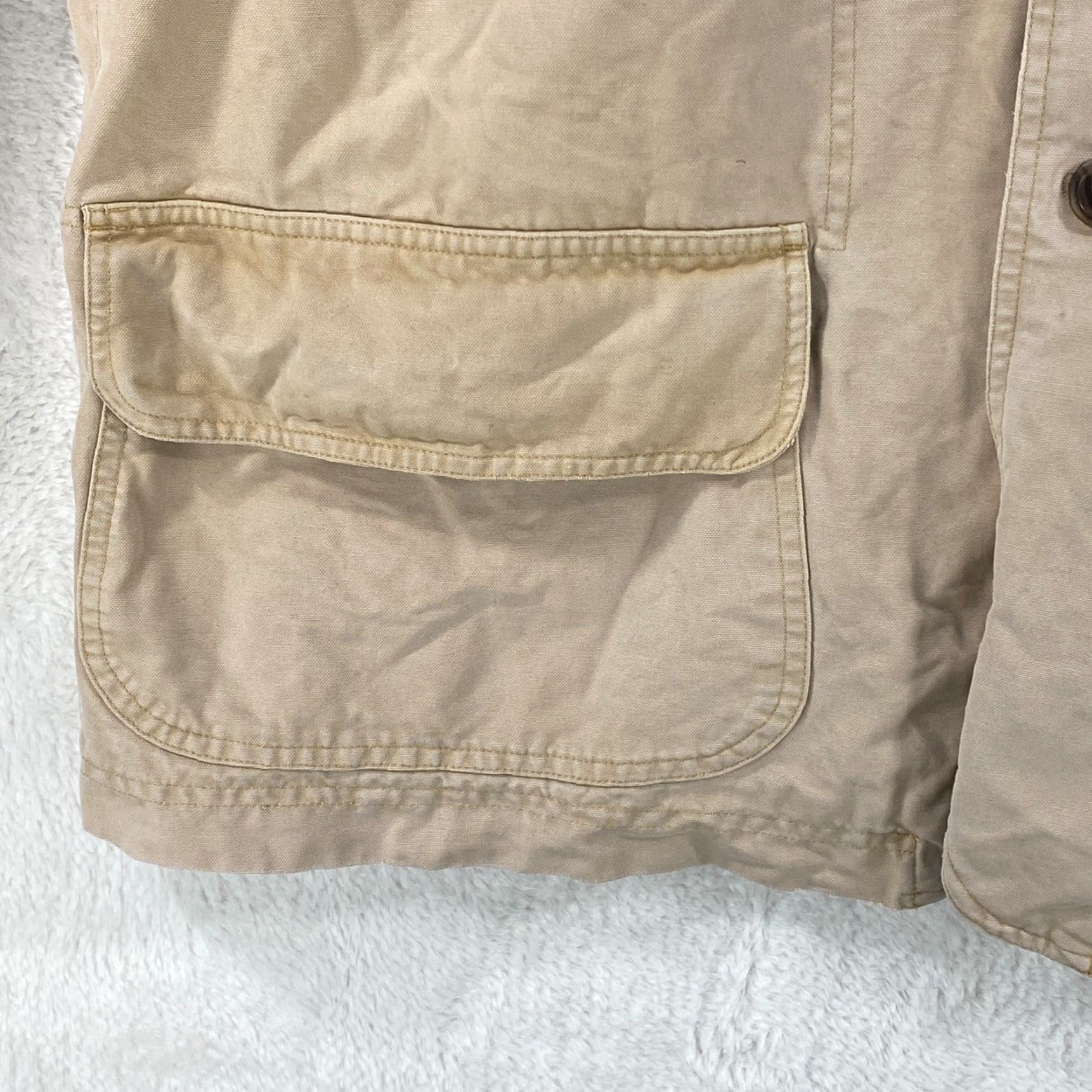 Polo Ralph Lauren VINTAGE Polo Ralph Lauren Jacket Chore Coat Canvas Tan XL Mens 90s - Corduroy Collar - Pockets - Lined - Canvas Cotton - Brown Tan - Vintage VTG 90s Size US XL / EU 56 / 4 - 6 Thumbnail