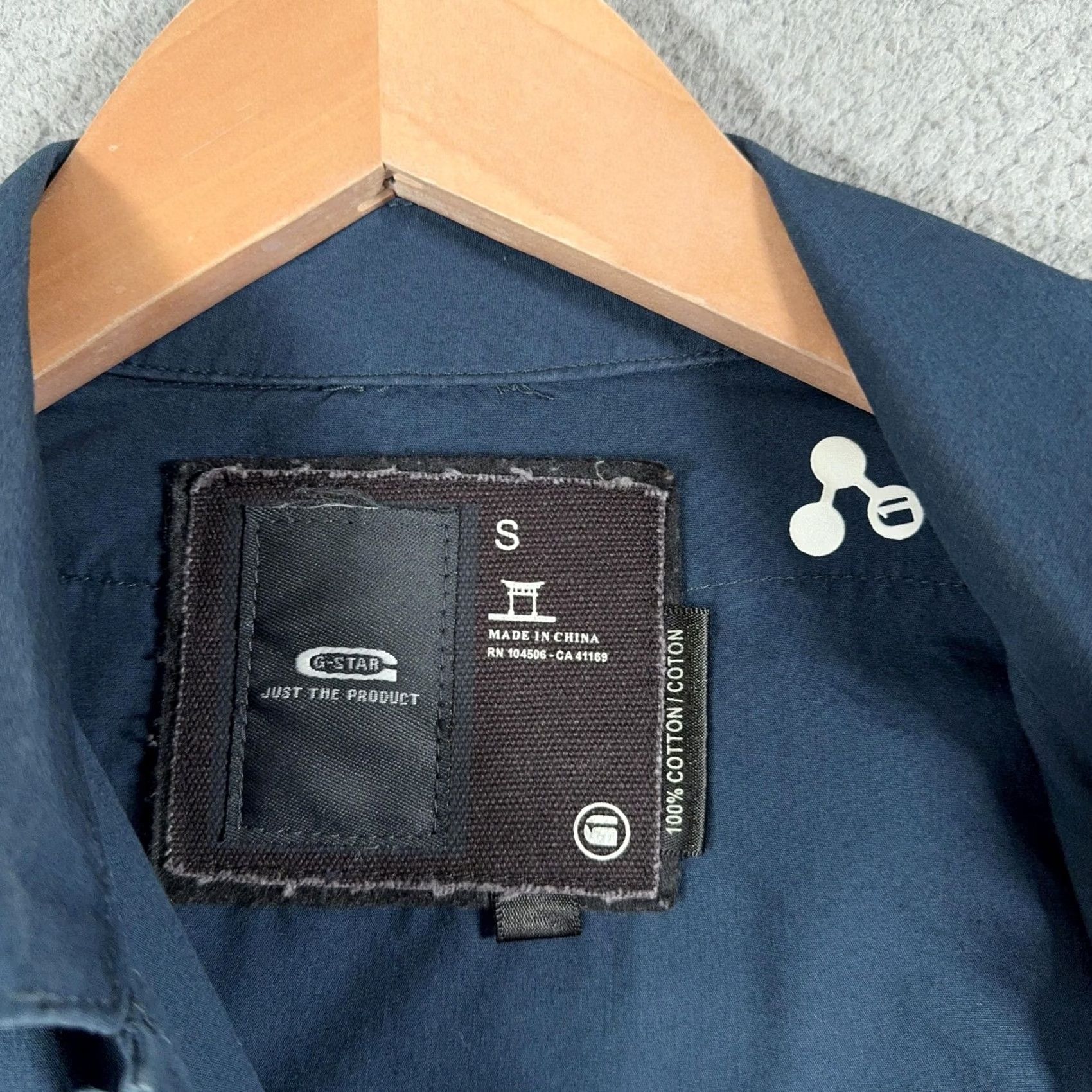 G-Star G Star Raw 3301 Shirt Mens Small Blue Full Zip Snap Front Military Button-Up Collared Long Sleeve Lightweight Pockets Size US S / EU 44-46 / 1 - 4 Thumbnail