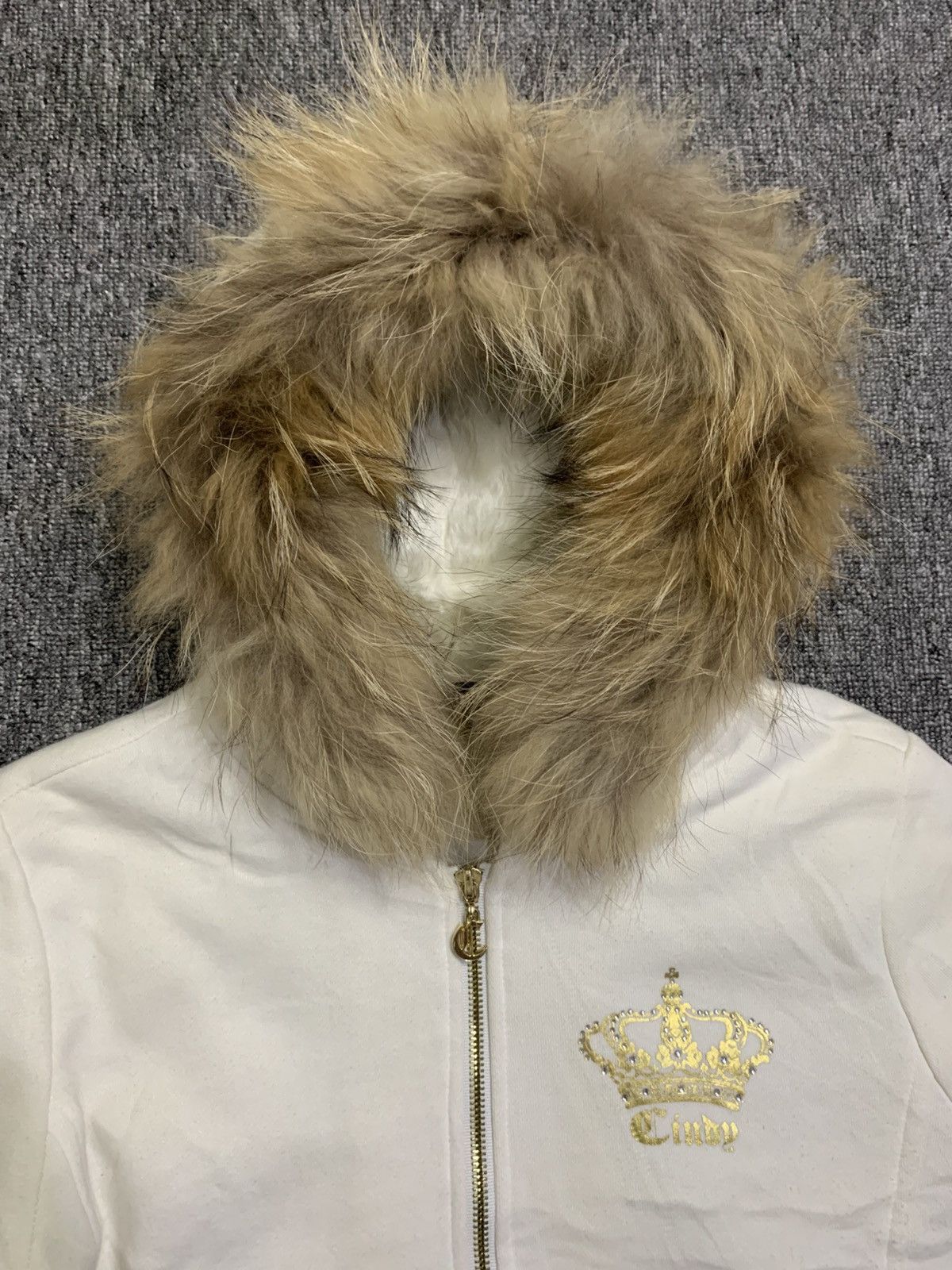 Japanese Brand Cindy Japanese Brand Ivory Zip Jacket Faux Fur Hoodie Size M / US 6-8 / IT 42-44 - 2 Thumbnail