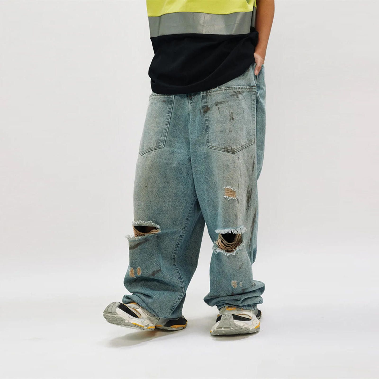 Japanese Brand Reversed Distressed Baggy Wide Leg Denim Jeans Size US 30 / EU 46 - 9 Thumbnail
