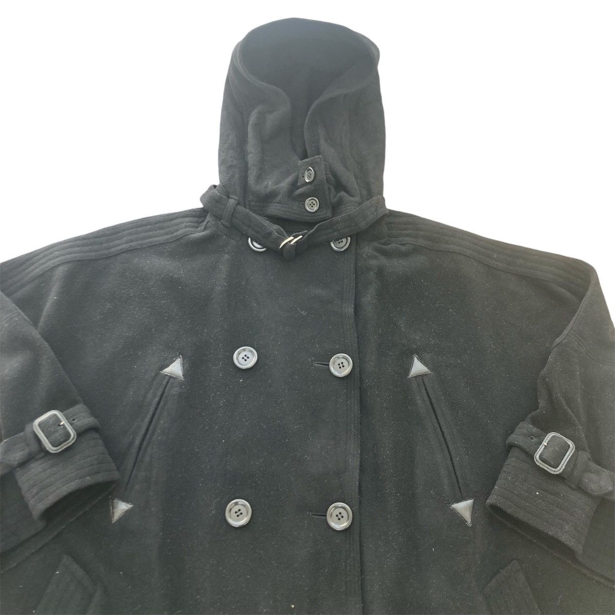 Tsumori Chisato TSUMORI CHISATO WOOL PEACOAT PONCHO WITH HOOD Size L / US 10 / IT 46 - 5 Thumbnail