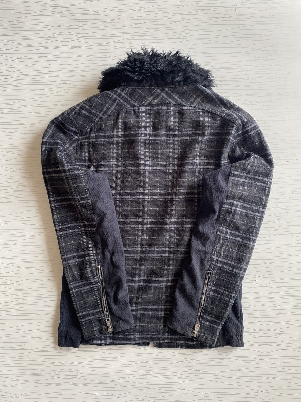 If Six Was Nine × Japanese Brand × Seditionaries Double Focus Grey Tartan Fur Neck Punk Style Wool Jacket Size US L / EU 52-54 / 3 - 10 Thumbnail