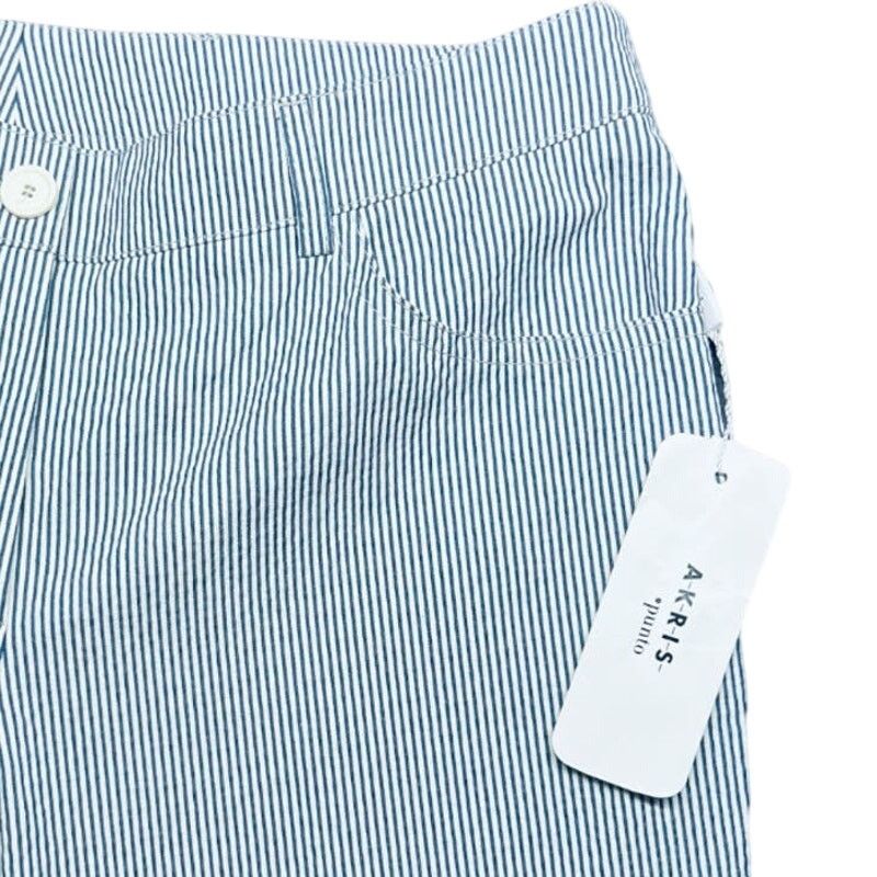 Akris Akris Punto Striped Blue/White Faye Boot-Cut Pants | Size 6 Size 28" / US 6 / IT 42 - 4 Thumbnail