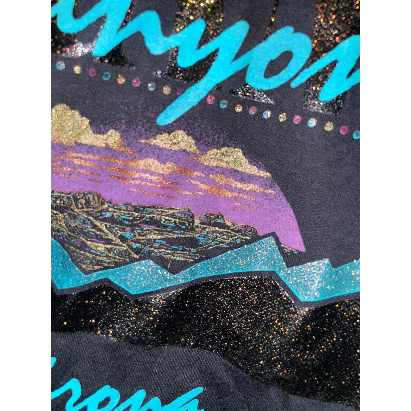 Jerzees Vintage Grand Canyon Arizona Shirt Retro Glam Black Tee 90s Size US L / EU 52-54 / 3 - 6 Thumbnail