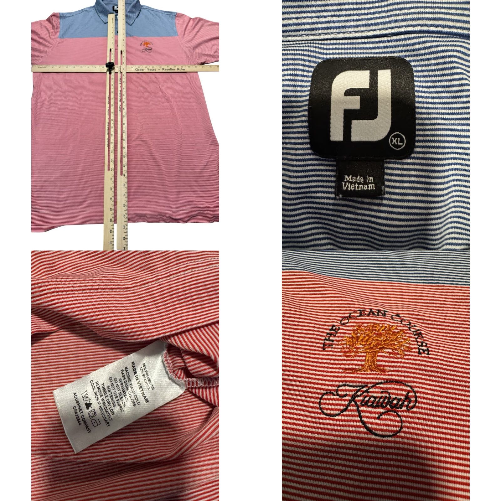 Footjoy FootJoy FJ ProDry The Ocean Course Kiawah Island Polo Shirt Men XL Colorblock Multicolor Short Sleeve Collared Breathable Golf Shirt Mens Size US XL / EU 56 / 4 - 9 Thumbnail