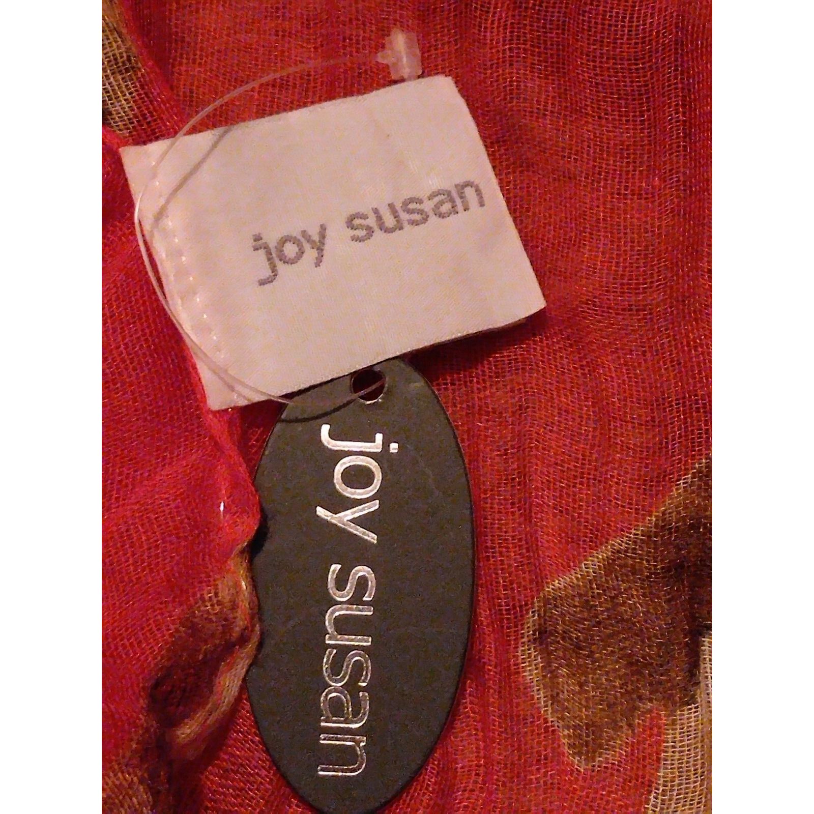 The Unbranded Brand Joy Susan Lightweight Viscose Wrap Scarf Red w/Pug 70" x 30" Size ONE SIZE - 4 Thumbnail