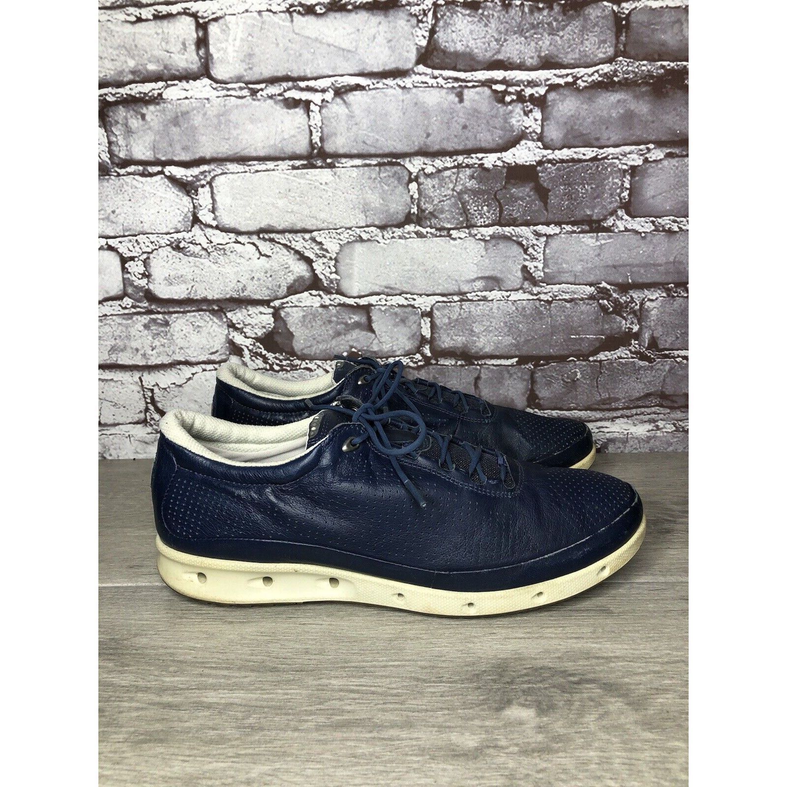 Ecco Ecco Blue Yak Leather Casual Comfort Lace Up Spikeless Golf Size US 11 / IT 41 - 20 Thumbnail