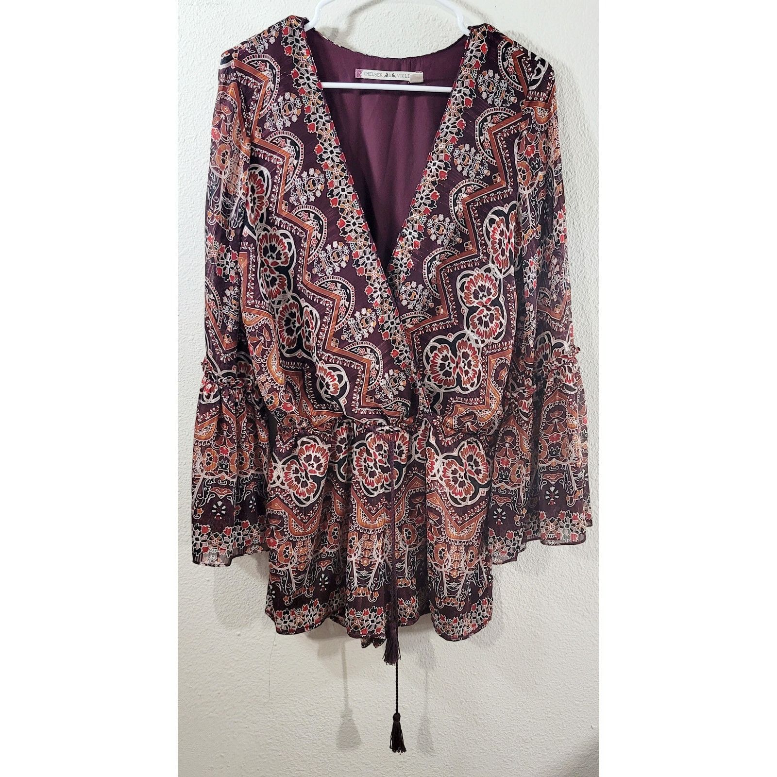 Other Chelesa Violet Burgundy Floral Print Romper Small Size 26" / US 2 / IT 38 - 7 Thumbnail