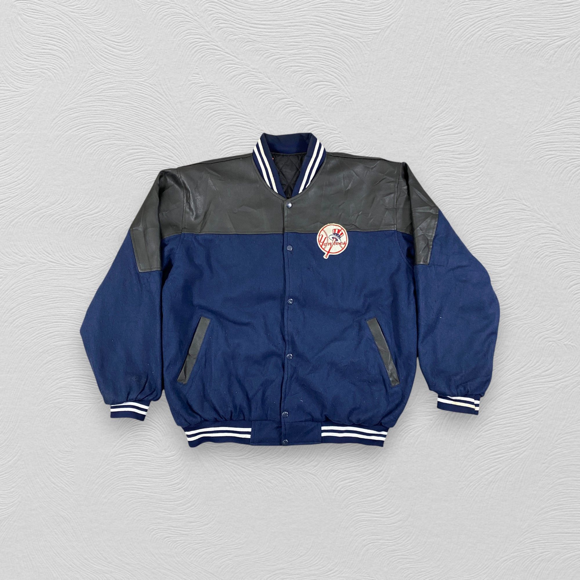 New York Yankees 🔥NY YANKEES WOOL VARSITY LEATHER JACKETS- J477 Size US XL / EU 56 / 4 - 2 Thumbnail