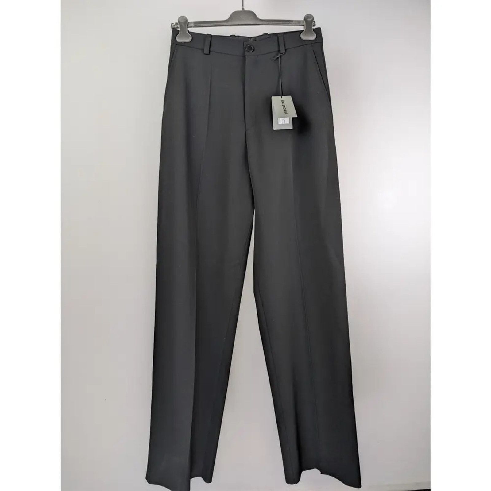 Balenciaga o1rshd1 Unisex Dry Wool Twill Tailored Pants in Black Size US 32 / EU 48 - 7 Thumbnail