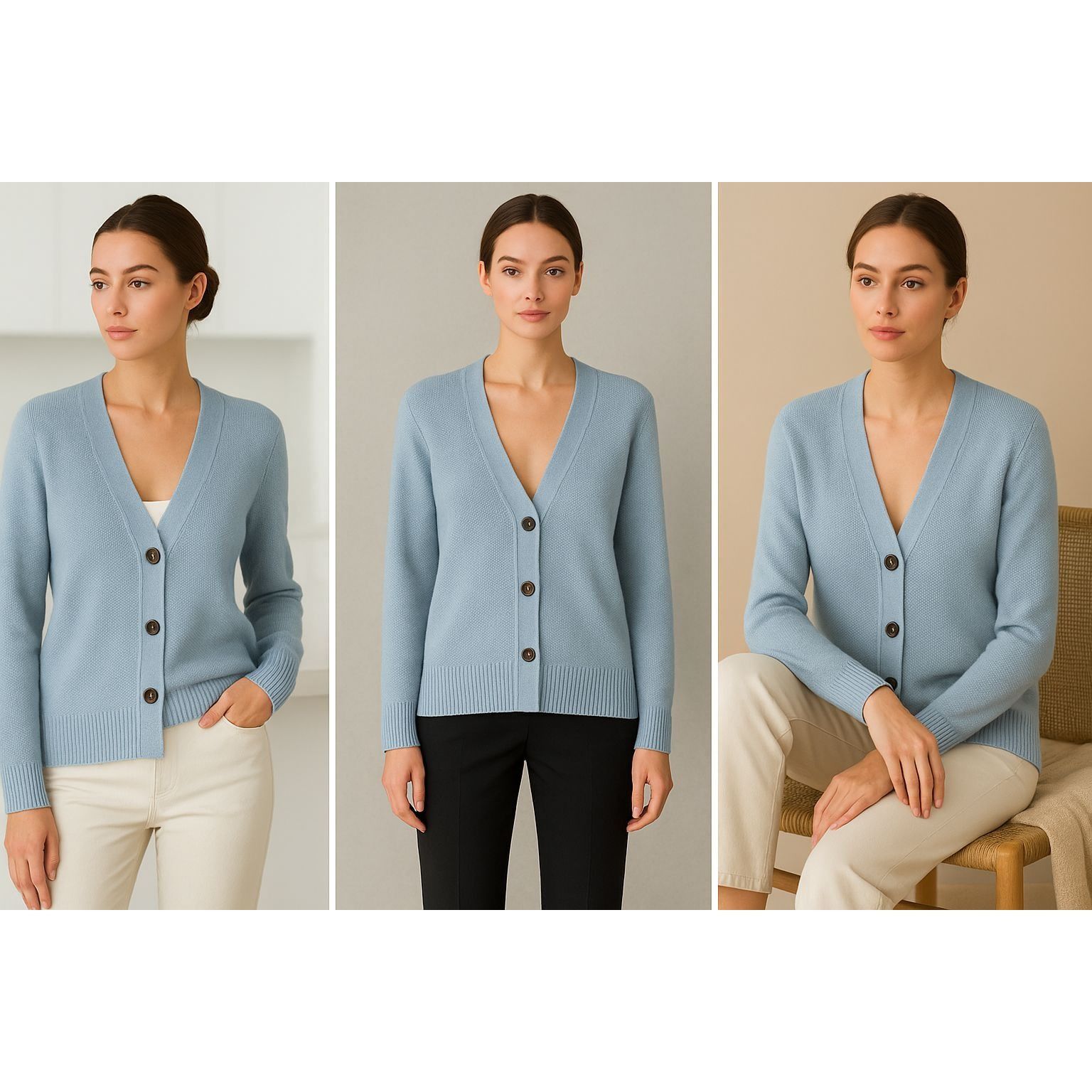 Elie Tahari Elie Tahari Women’s Cardigan M Light Blue Knit Button Sweate Size M / US 6-8 / IT 42-44 - 1 Thumbnail