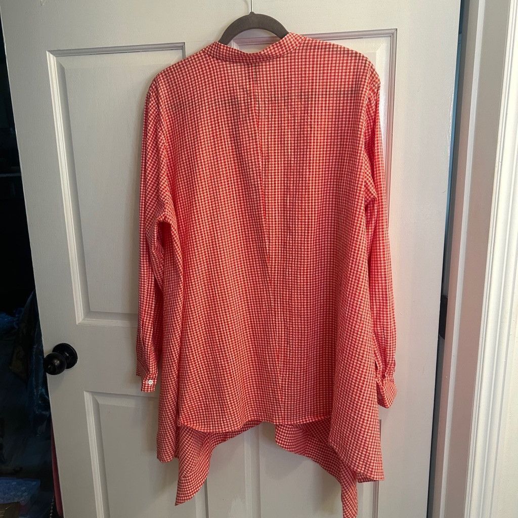 Anne Klein Women's Anne Klein Shirt XL Red White Gingham Size XL / US 12-14 / IT 48-50 - 7 Thumbnail
