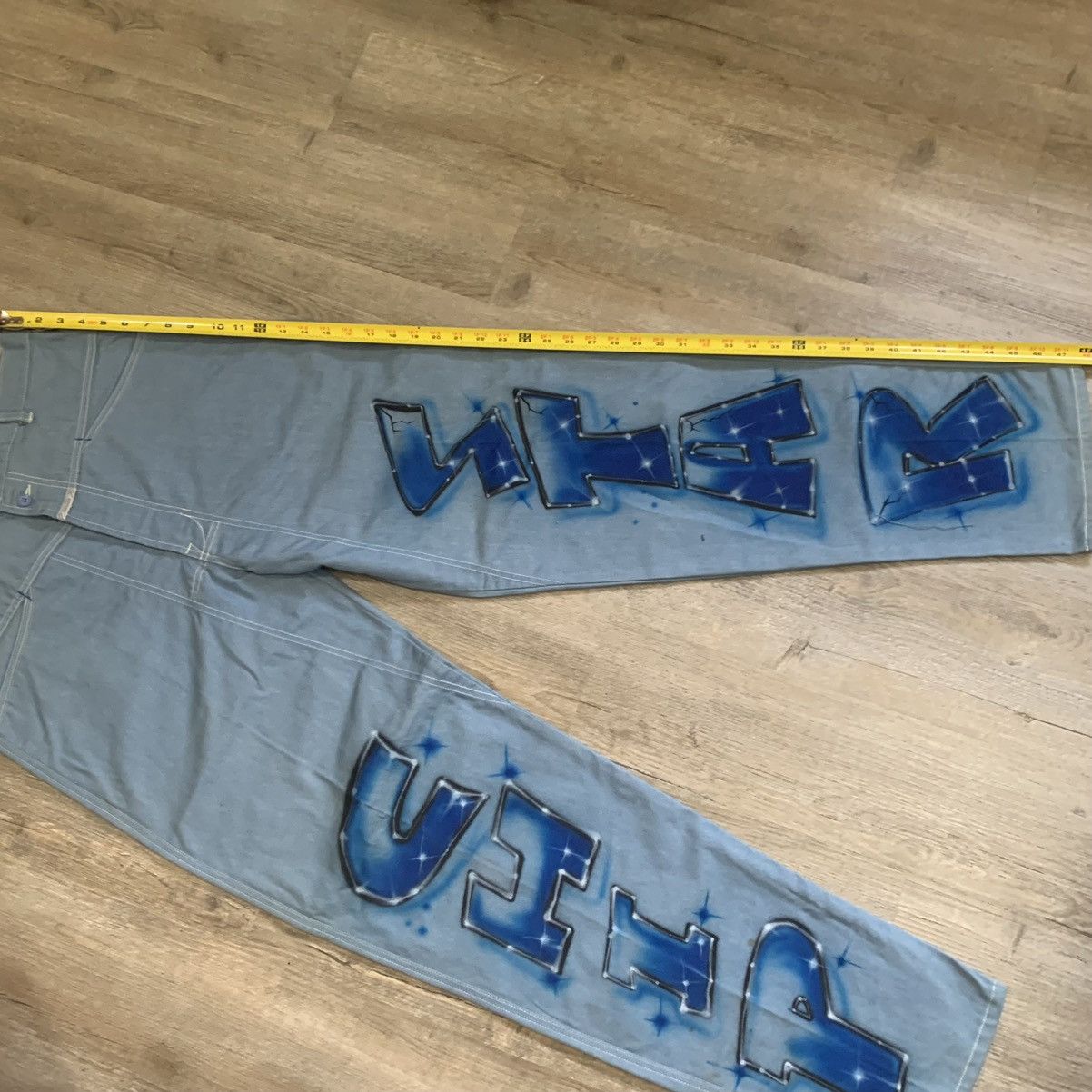 Marithe + Francois Girbaud “Chip Star” Girbaud Airbrush Jeans Size US 34 / EU 50 - 4 Thumbnail