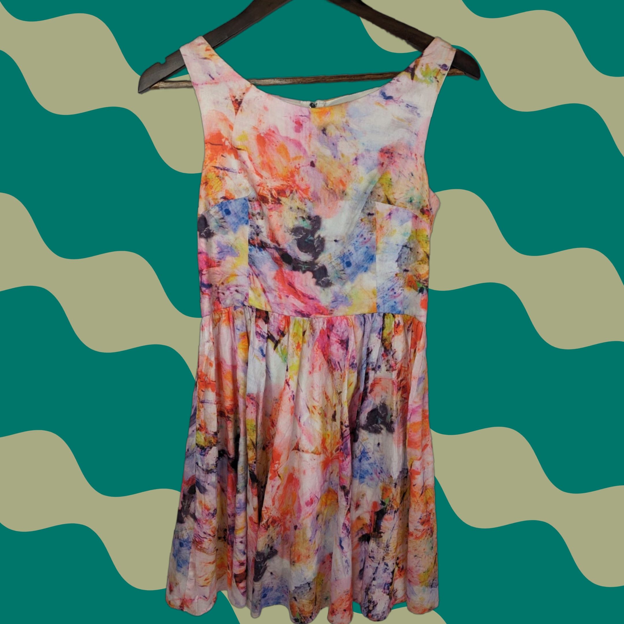 Betsey Johnson Betsey Johnson Womens Dress Purple Tie Dye Round Neck Zip Fit & Flare Midi 4 Casual Vintage No N/A Size S / US 4 / IT 40 - 1 Thumbnail
