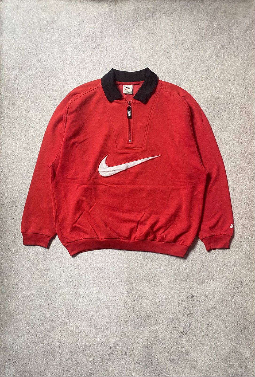 Nike 90s NIKE BIG SWOOSH HALF-ZIP SWEATSHIRT Size US M / EU 48-50 / 2 - 1 Thumbnail