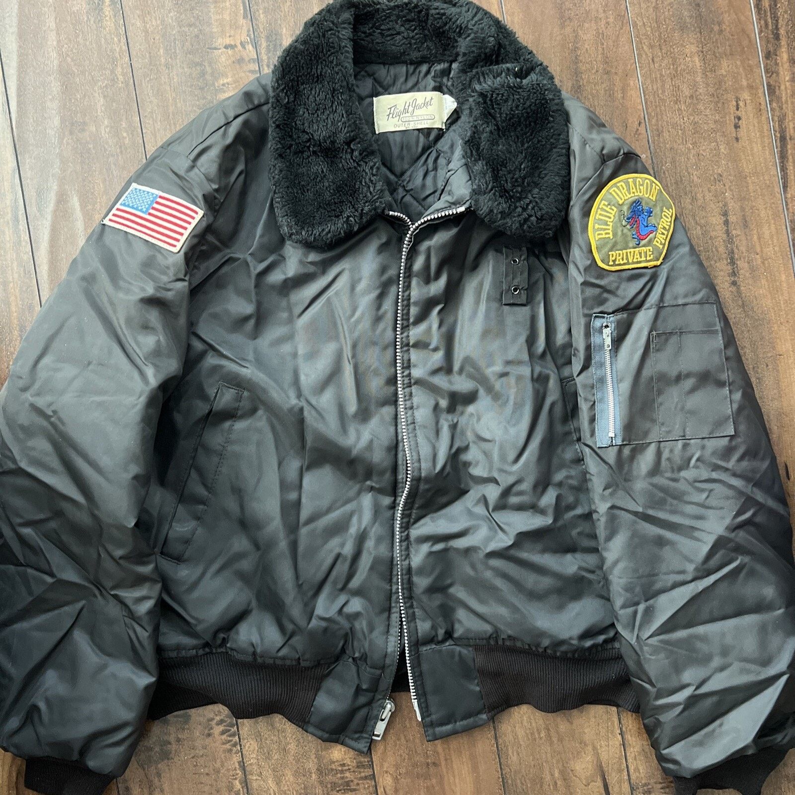 Vintage Vintage 80s Flight Jacket Outer Shell Full Zip Size L Black Size US L / EU 52-54 / 3 - 1 Thumbnail