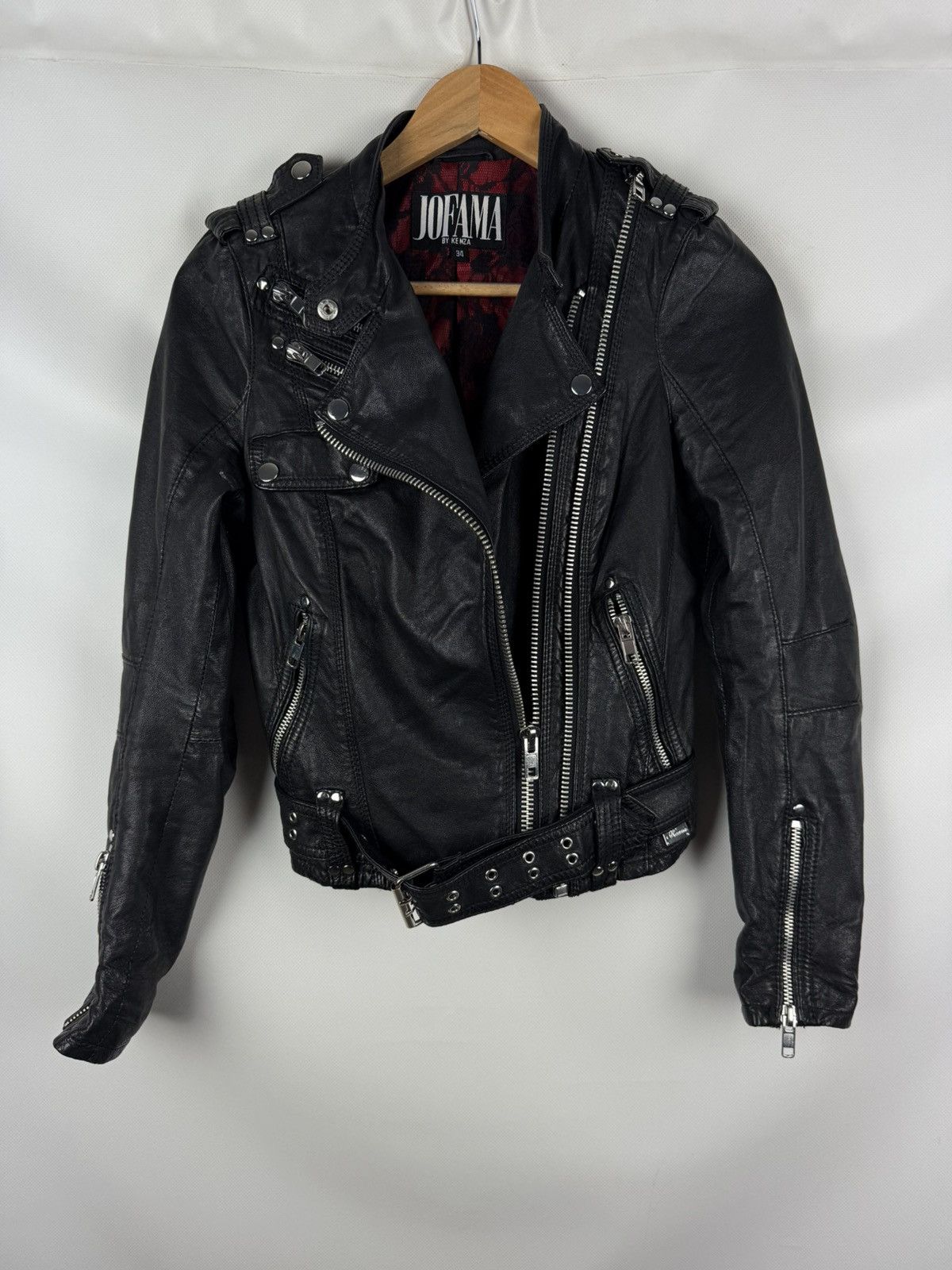 JOFAMA Jofama By Kenza Ladies Gothic Leather Biker Jacket Size 34 Size XS / US 0-2 / IT 36-38 - 21 Thumbnail