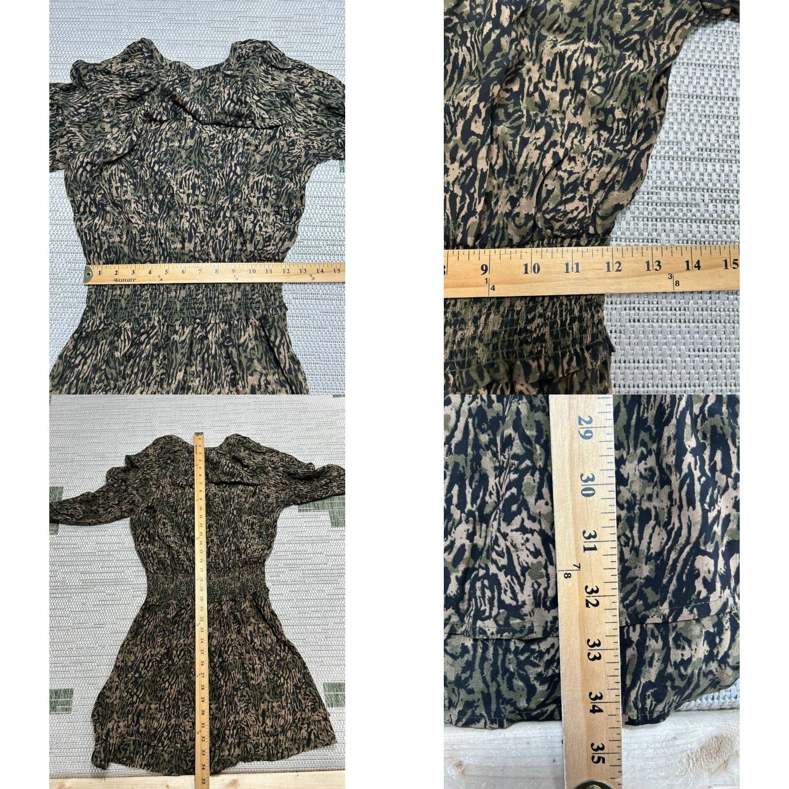 Rails Rails Mini Dress Womens Small Multi Abstract Tiger Smocked Waist Layered Cardigan? Size S / US 4 / IT 40 - 8 Thumbnail