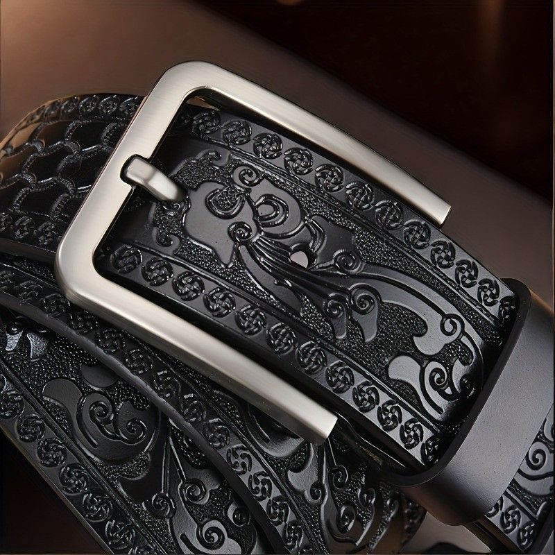 Vintage Genuine Leather Men's Belt with Alloy Buckle Size ONE SIZE - 2 Thumbnail