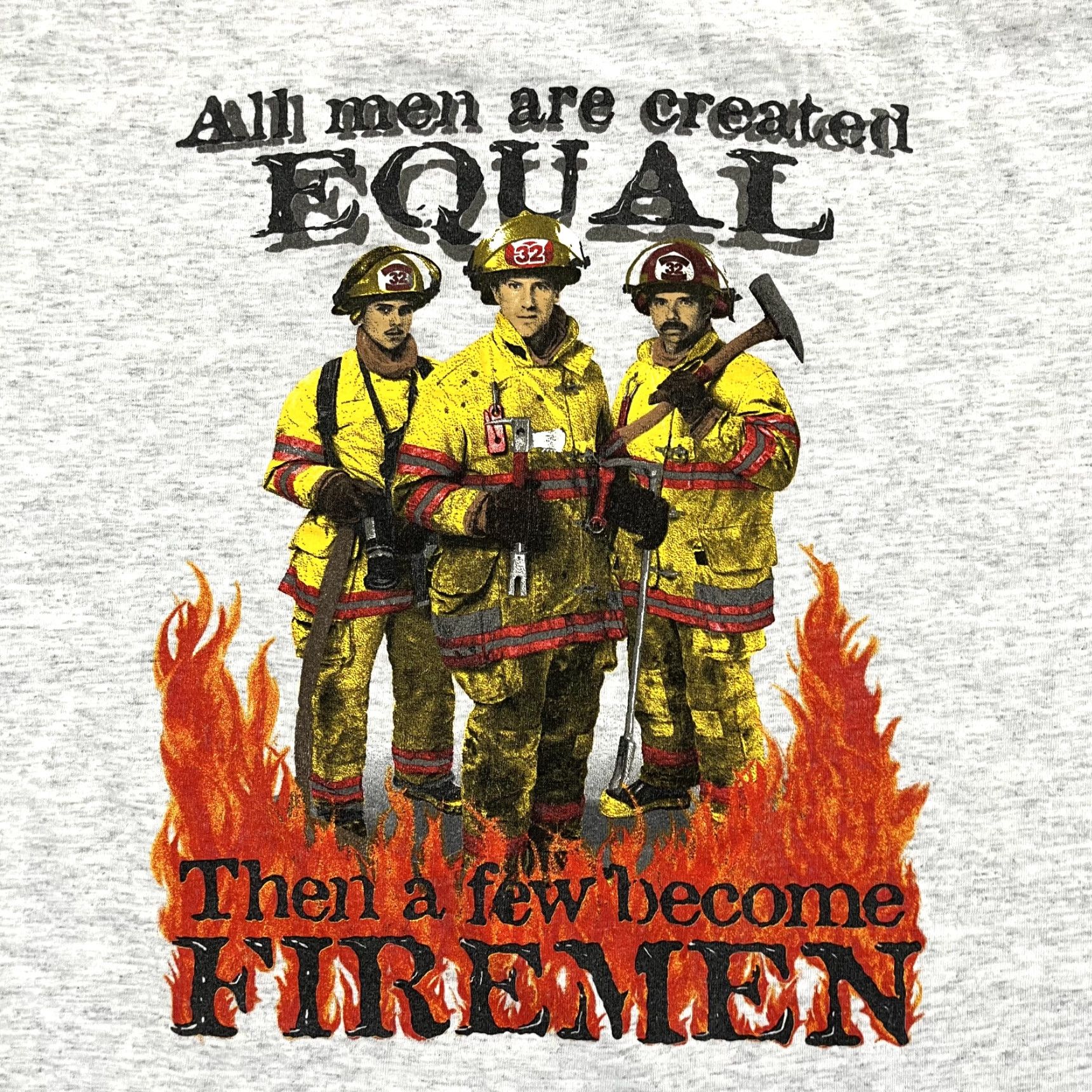 Big John VINTAGE Big Johnson Firefighters T-Shirt Men Large Gray Graphic Flame Fire Service 90s USA Size US L / EU 52-54 / 3 - 2 Thumbnail