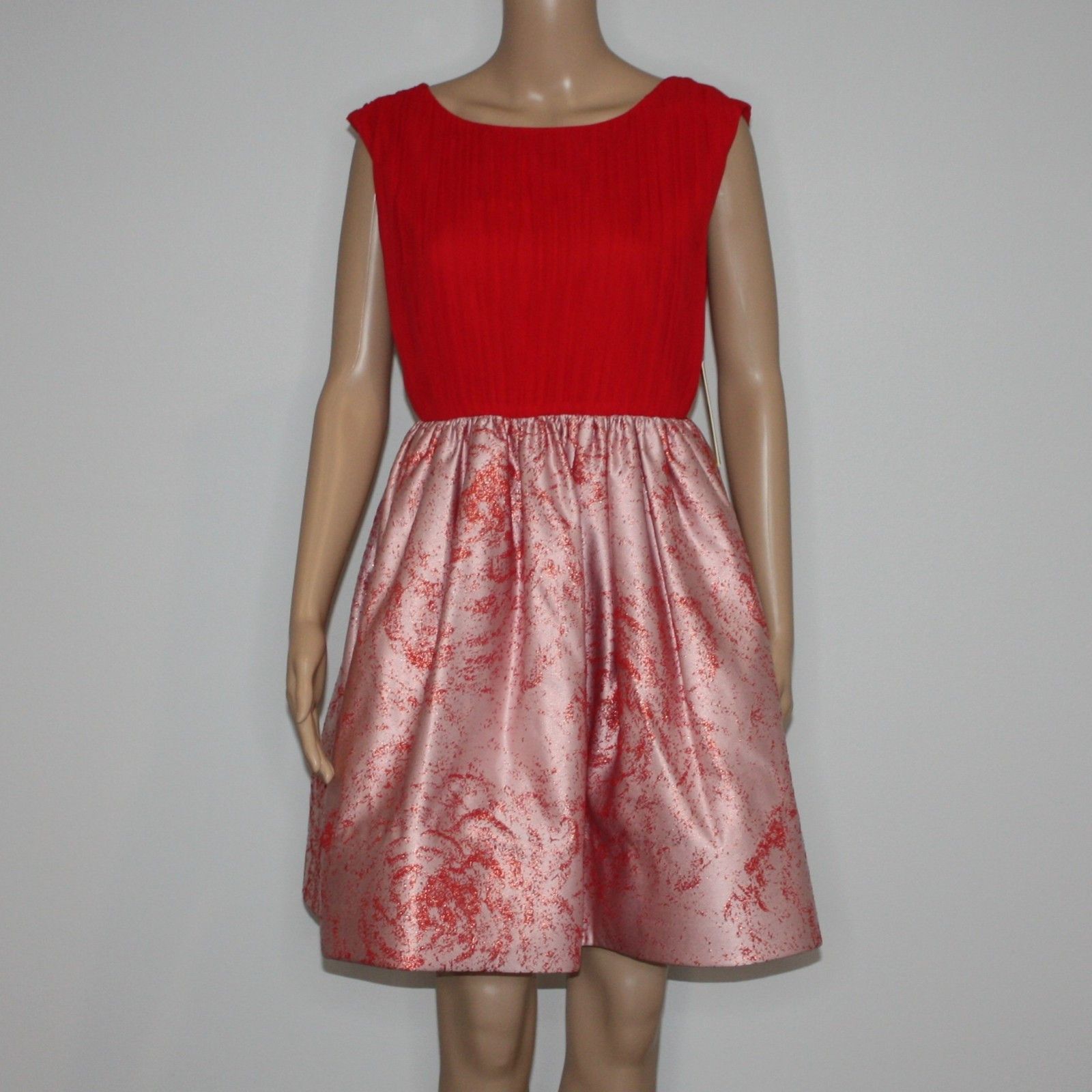 Alice + Olivia Kirie Silk & Metallic Jacquard Dress in Red Color and size 6 Size M / US 6-8 / IT 42-44 - 7 Thumbnail