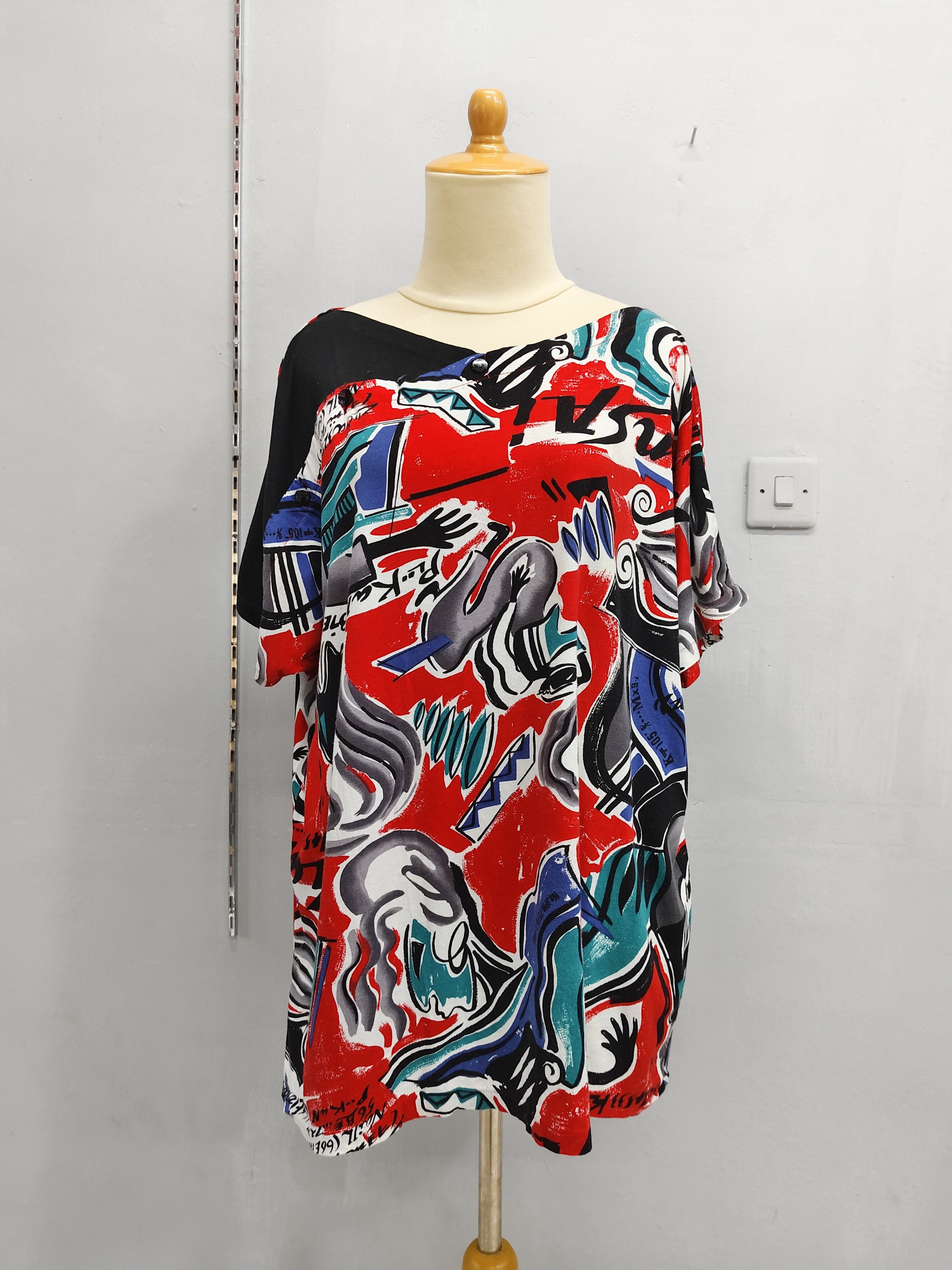 Kansai Yamamoto 80s Kansai O2-Archive Abstract Expressionist Asymetric Panel Size US L / EU 52-54 / 3 - 1 Thumbnail
