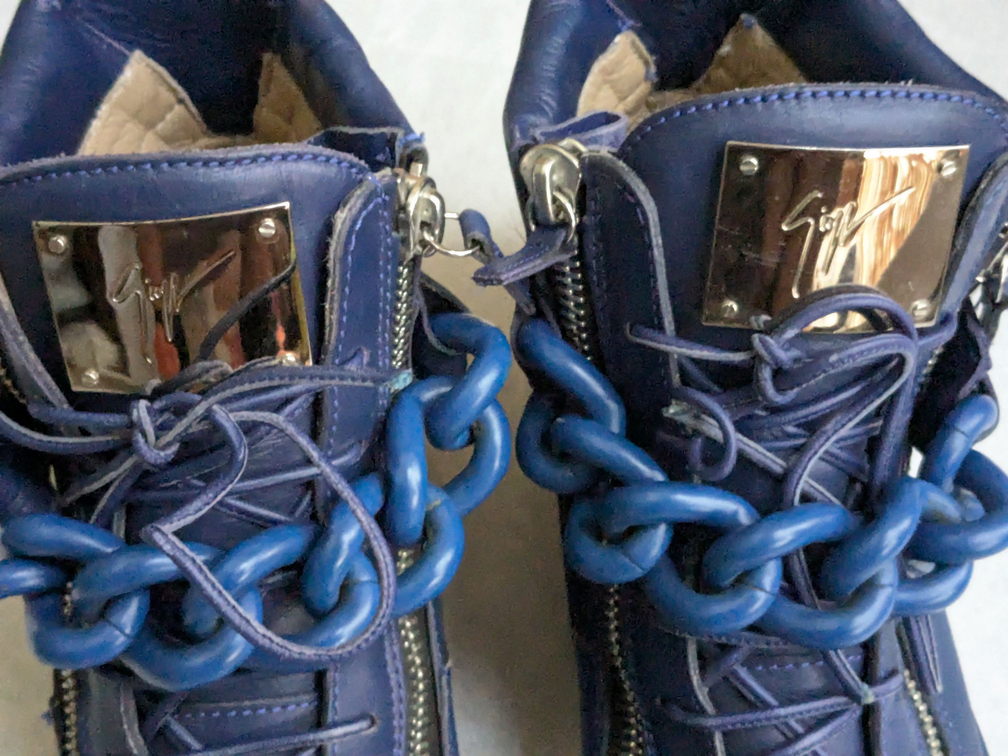 Giuseppe Zanotti Giuseppe Zanotti Chain Sneakers Blue 10 43 High Tops Leather Size US 10 / EU 43 - 7 Thumbnail