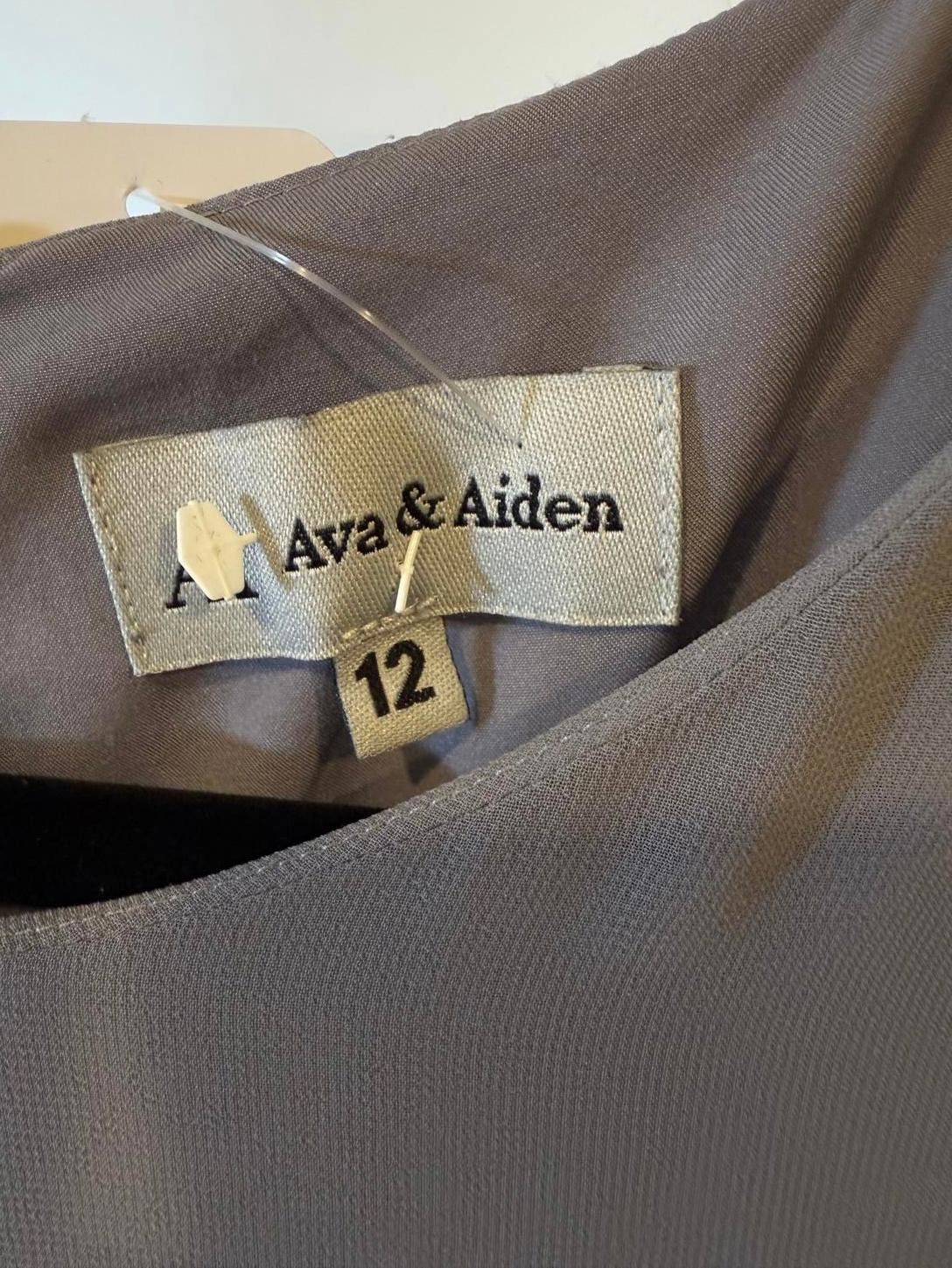 Designer Ava & Aiden Women's Gray Ruffle Dress - Size 12 Size XL / US 12-14 / IT 48-50 - 3 Thumbnail