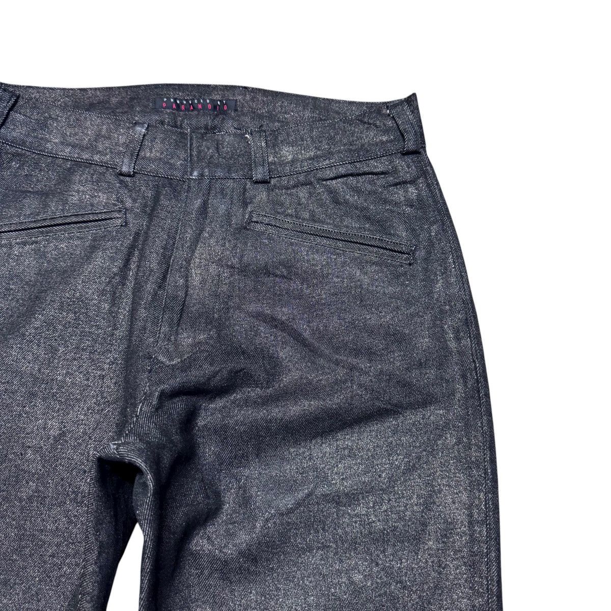 Japanese Brand PARANOID Black Waxed Shining Denim Flare Jeans Size US 28 / EU 44 - 4 Thumbnail