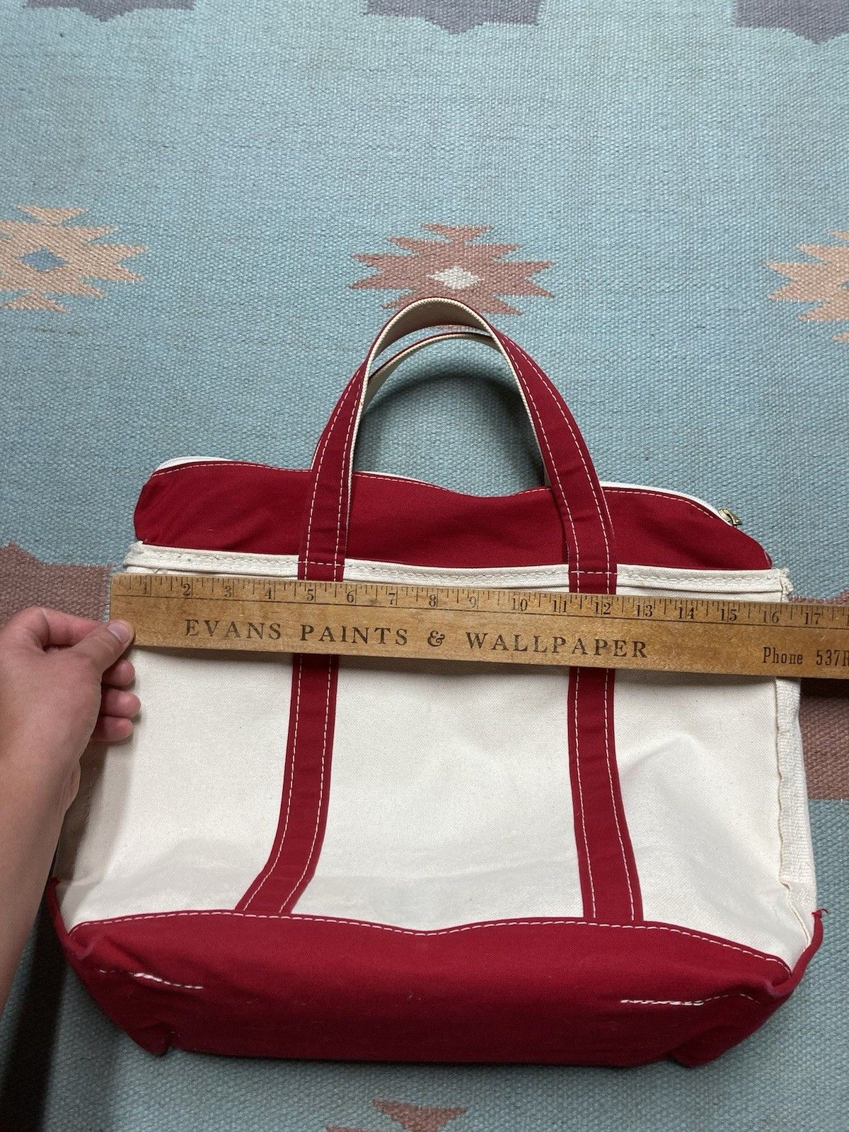 Vintage LL bean boat and tote canvas hand bag red zip USA large 16” Size ONE SIZE - 12 Thumbnail