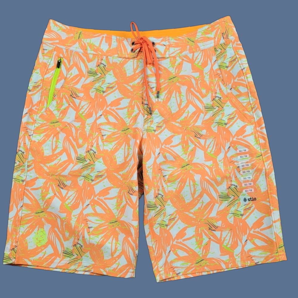 Vintage Stio Board Shorts Mens 32 Orange Yellow Hawaiian Floral NWT Beach, Outdoor, Quick Dry, UV-Protection, Surfing, CFS Size US 32 / EU 48 - 1 Thumbnail