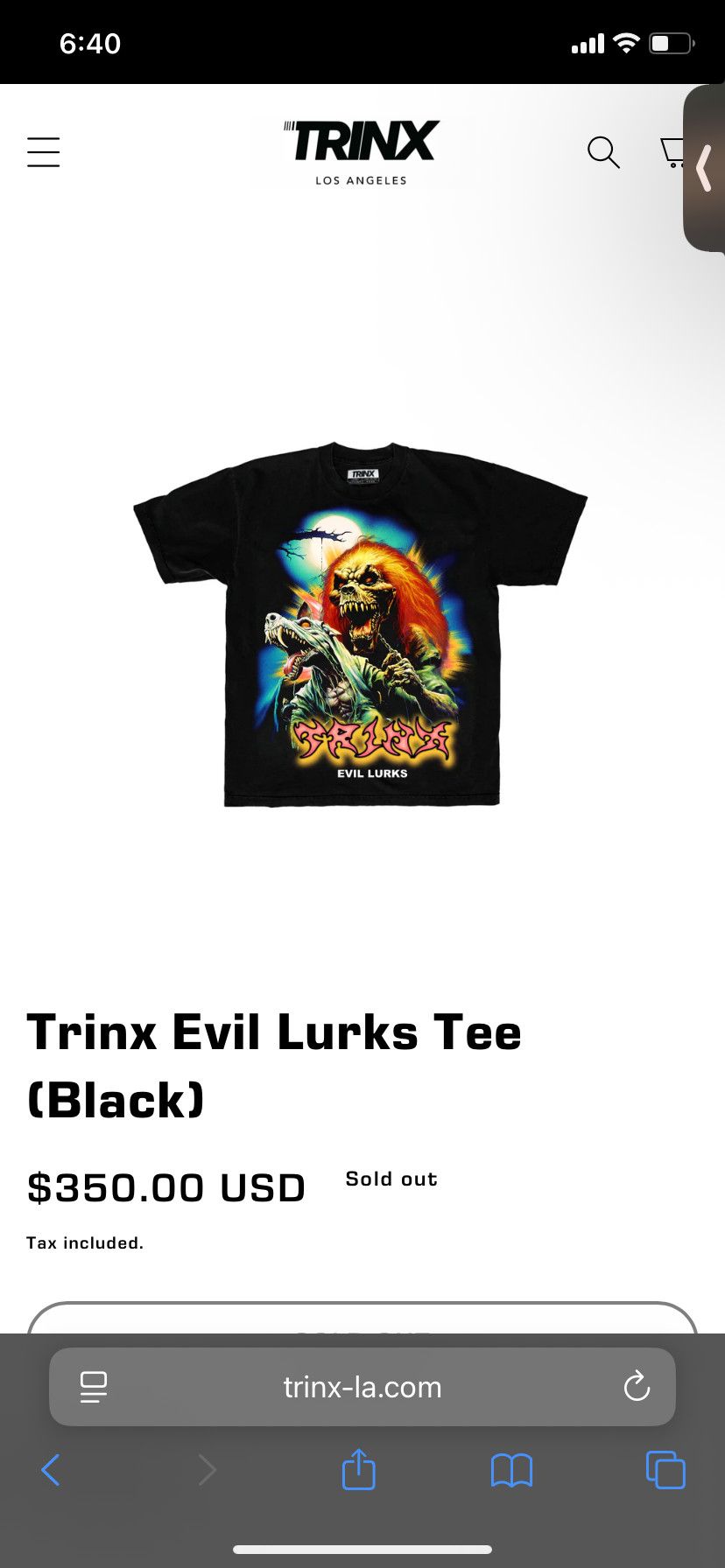 Other Trinx la evil lurks tee (black) XL Size US XL / EU 56 / 4 - 1 Thumbnail