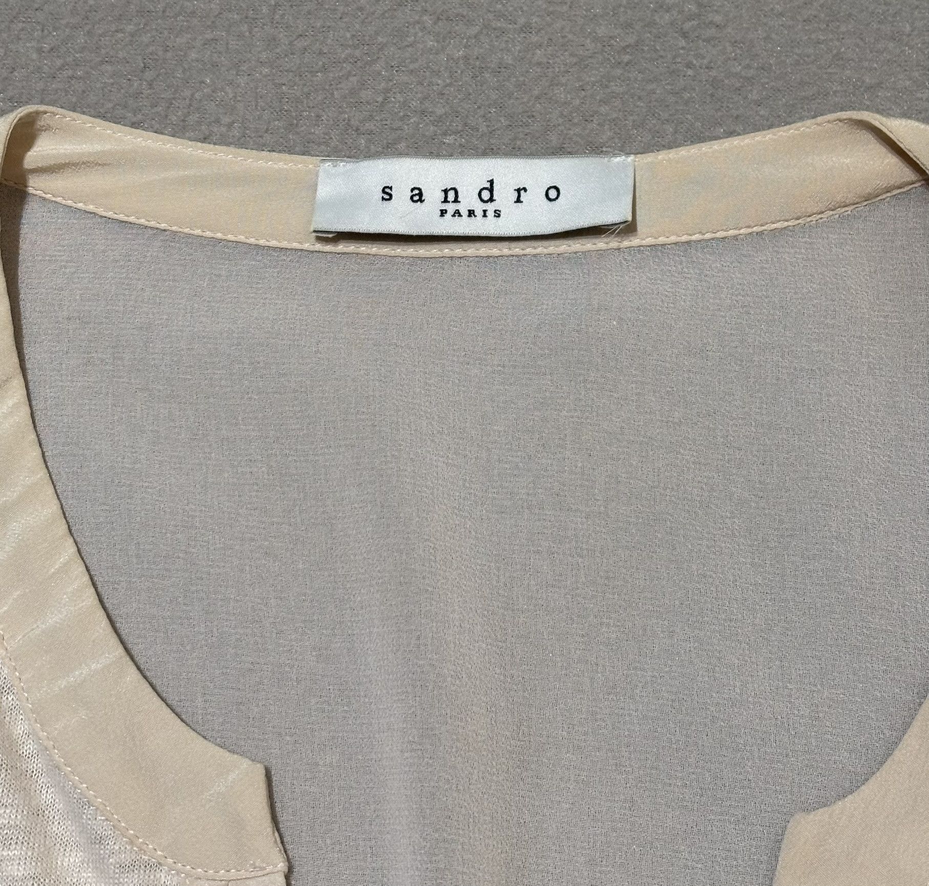 Sandro Sandro V-neck Ecru blouse Linen Silk Size L / US 10 / IT 46 - 12 Thumbnail