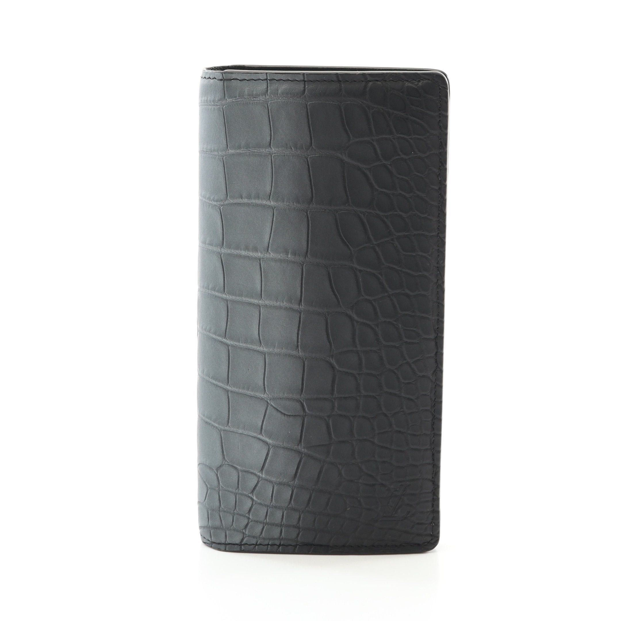 Louis Vuitton Louis Vuitton Portefeuil Brother Bi-Fold Long Wallet Crocodile Mat Black Gray Size ONE SIZE - 1 Thumbnail